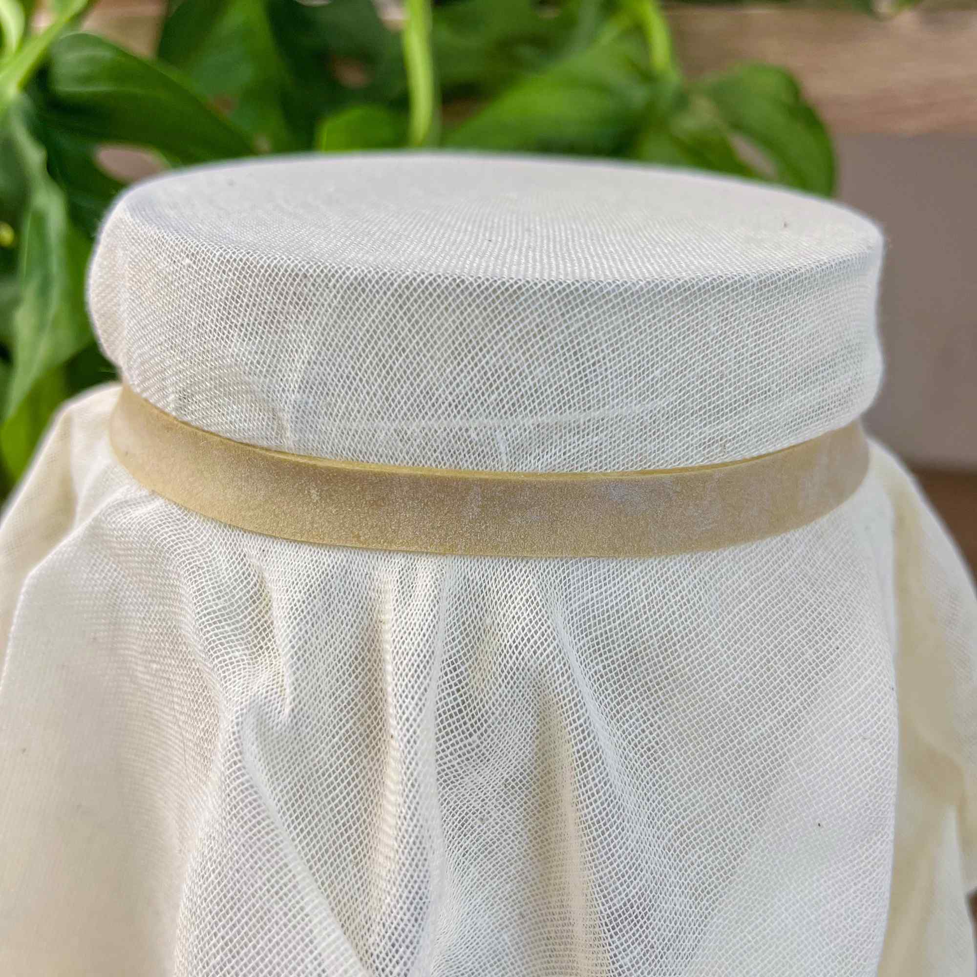 Élastique large sur bocal, conçu pour maintenir solidement une étamine, un tissu ou une gaze sur l’ouverture de vos bocaux de fermentation. Idéal pour le Kefir.