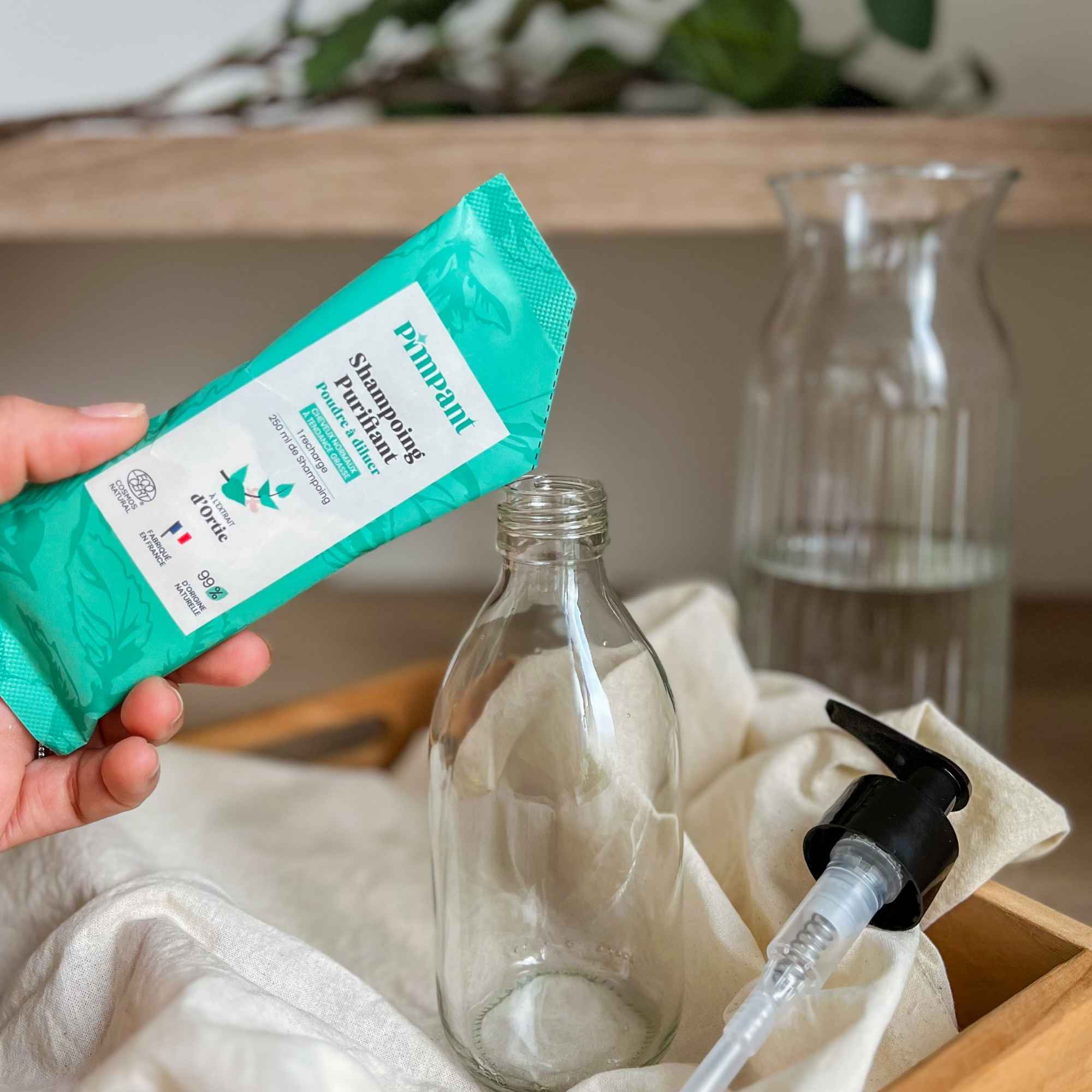 Produit capillaire purifiant à base d’extraits d’ortie.