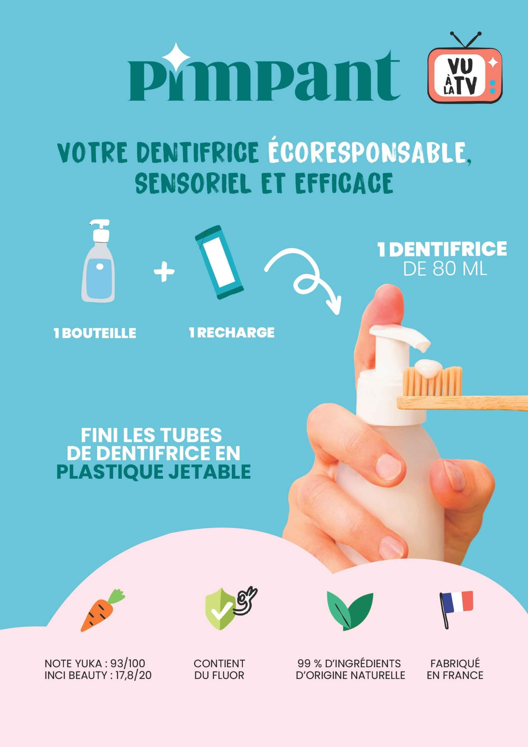 Affiche pimpant pour réaliser un dentifrice écoresponsable.