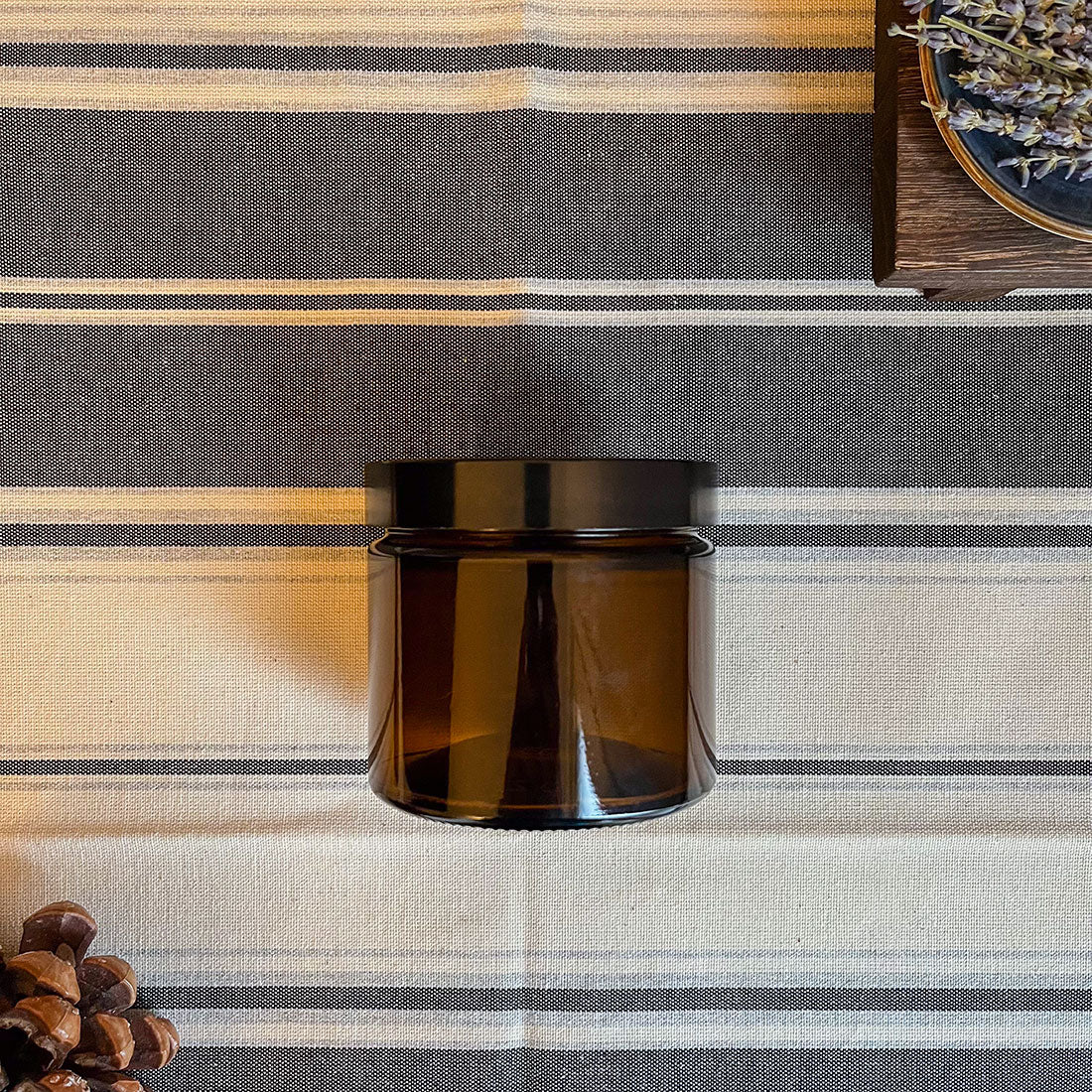 Pot en verre ambré 260ml avec couvercle bakélite pour cosmétiques et préparations naturelles