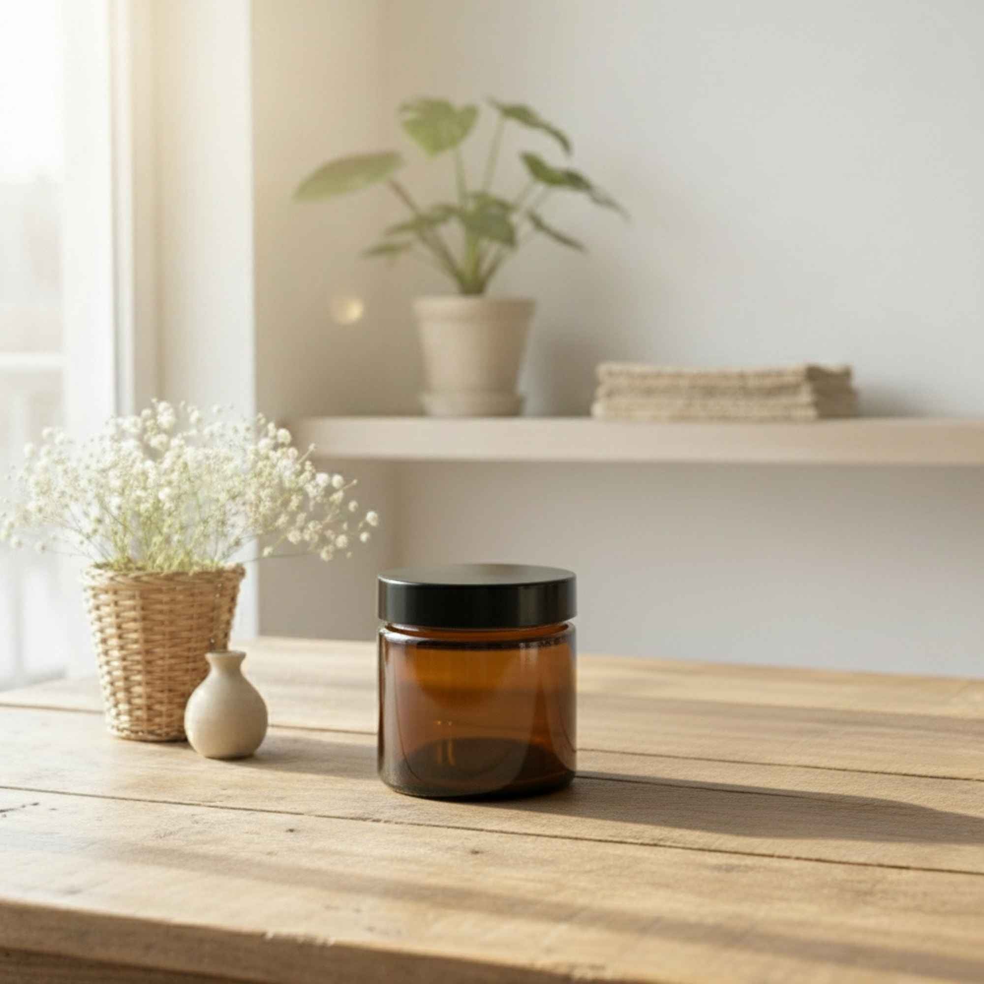 Pot en verre ambré 250 ml, élégant, durable et pratique pour vos créations.