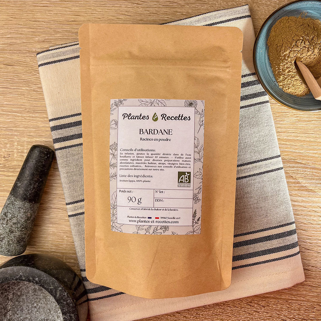 Bardane Bio en vrac – Racines en poudre pour usage culinaire et médicinal