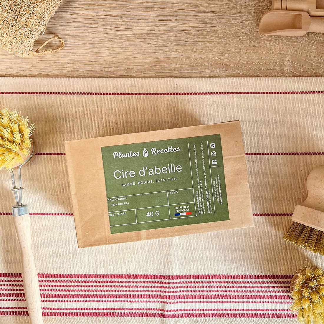 Bloc de cire d'abeille naturelle 40g – Fabrication DIY et entretien écologique