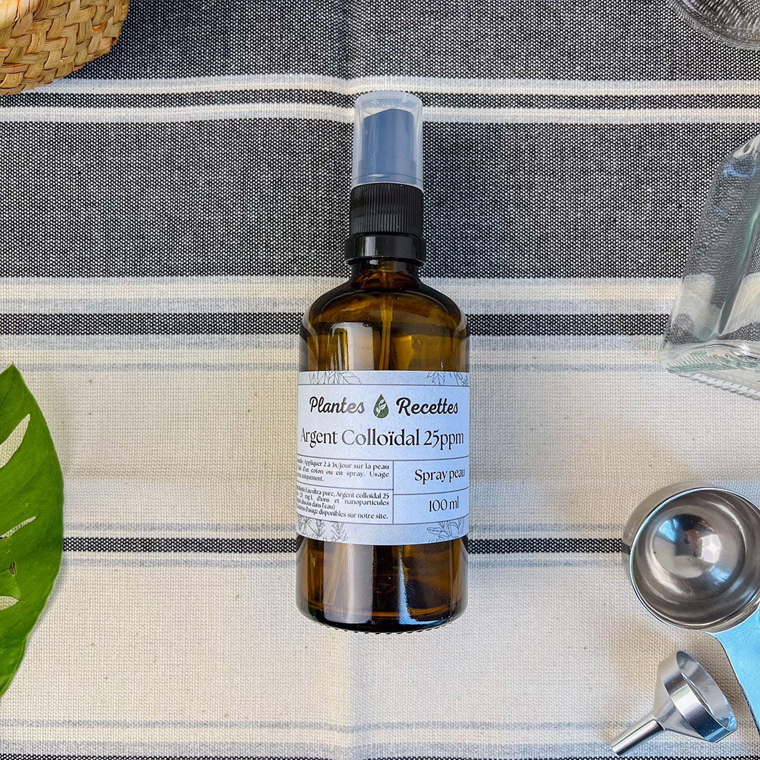 Flacon spray 100ml d'Argent Colloïdal 25ppm pour soins de la peau