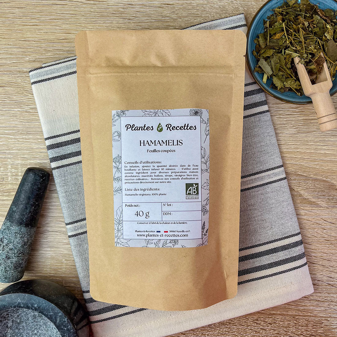Hamamelis Bio en vrac – Feuilles pour soins cutanés et usage phytothérapeutique
