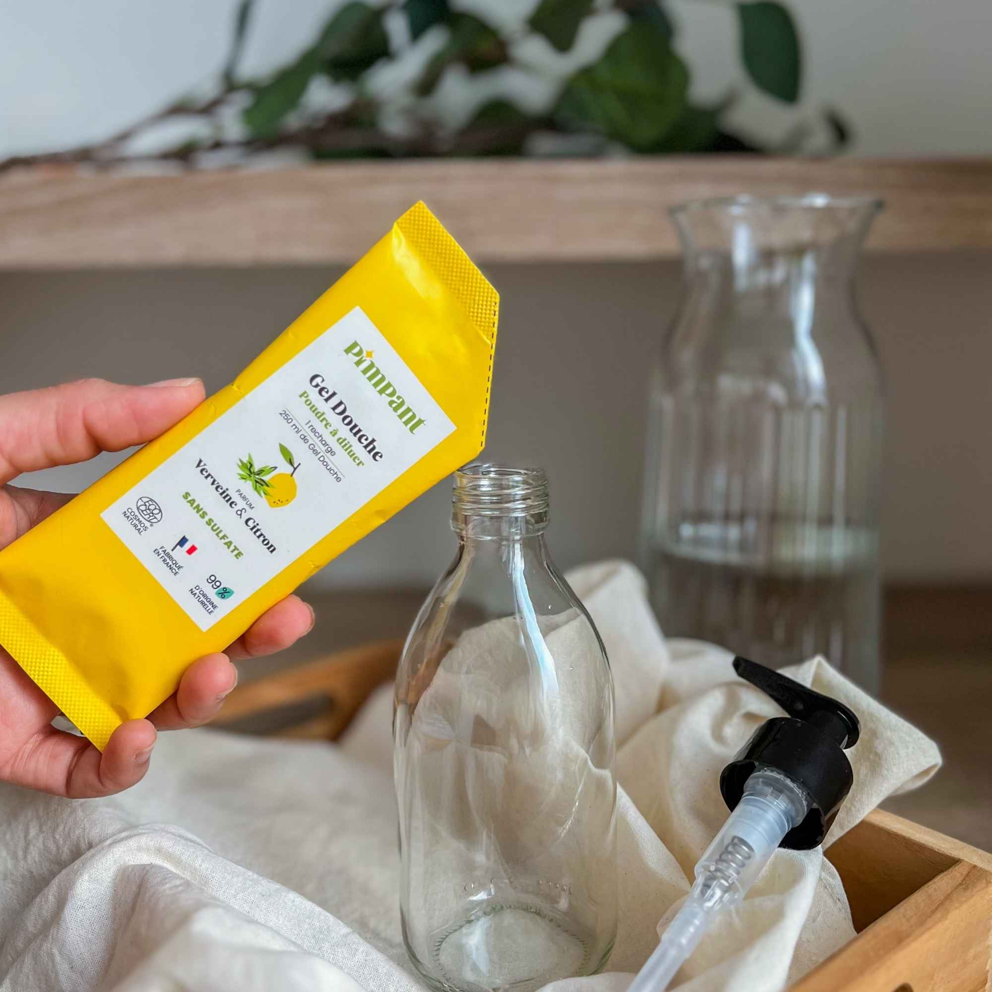 Recharge écologique de gel douche verveine citron.