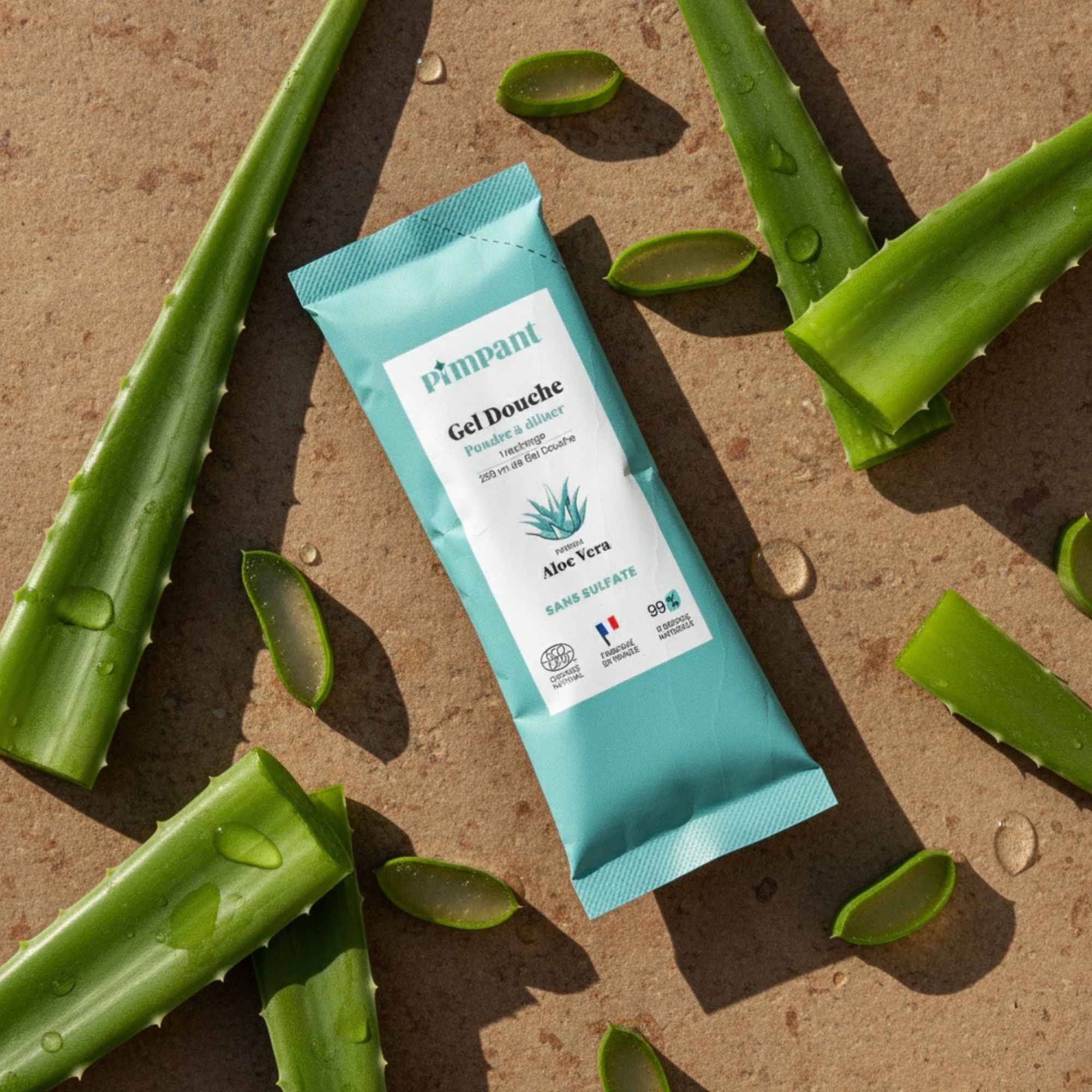 Gel douche Pimpant à l’aloe vera, recharge hydratante et naturelle.
