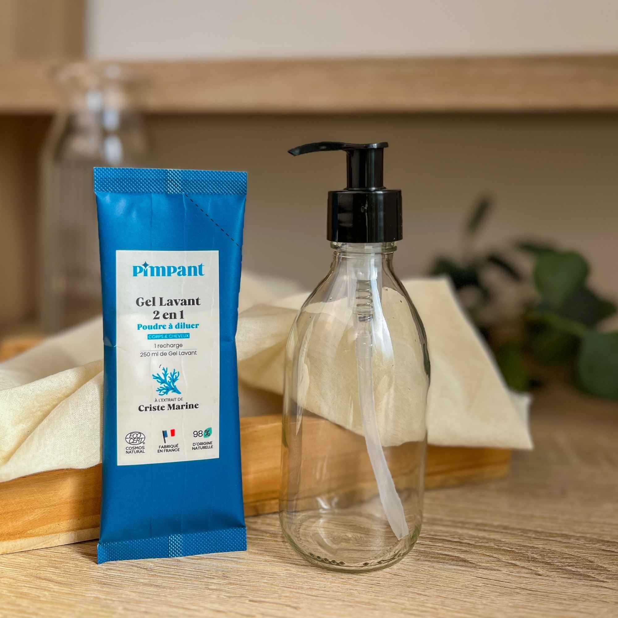 Produit Pimpant 2en1, idéal pour une routine minimaliste.