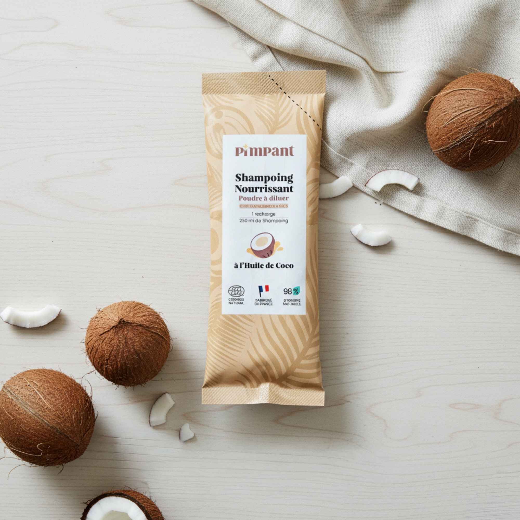 Shampoing nourrissant à la noix de coco, recharge Pimpant à diluer.