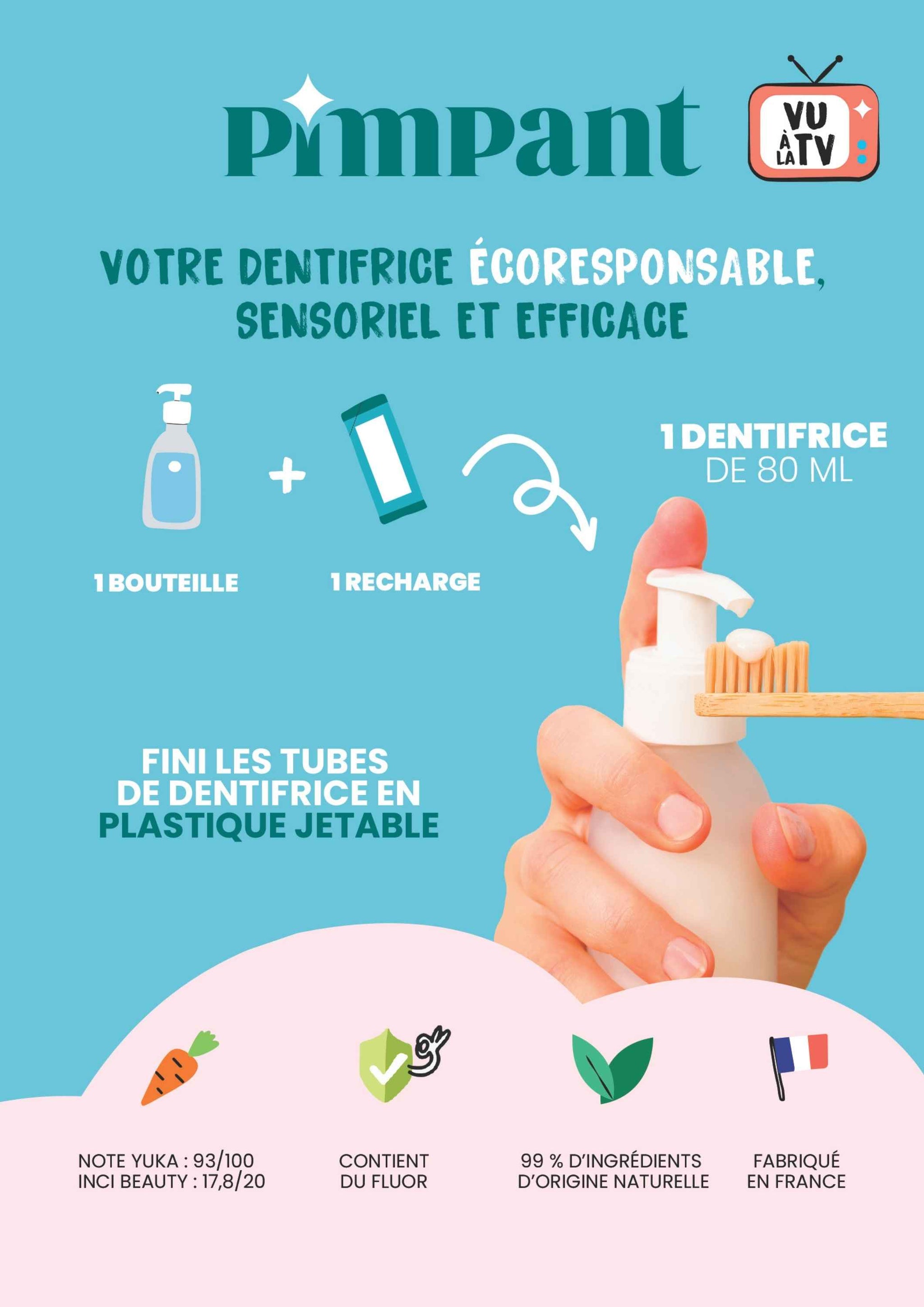 Affiche pimpant pour réaliser un dentifrice écoresponsable.