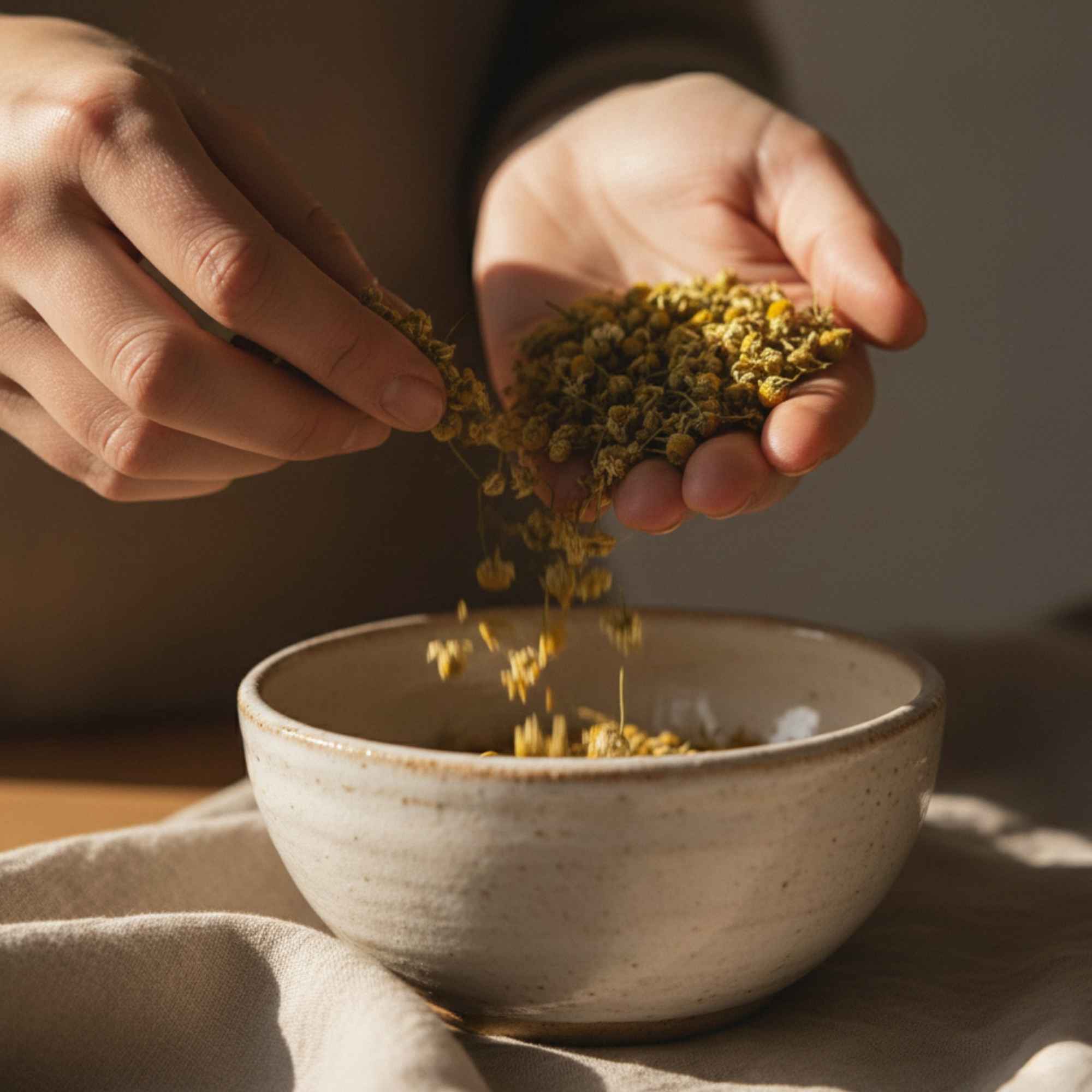 Préparation de la tisane Nouvel Équilibre à la maison avec les plantes du kit recette Plantes & Recettes