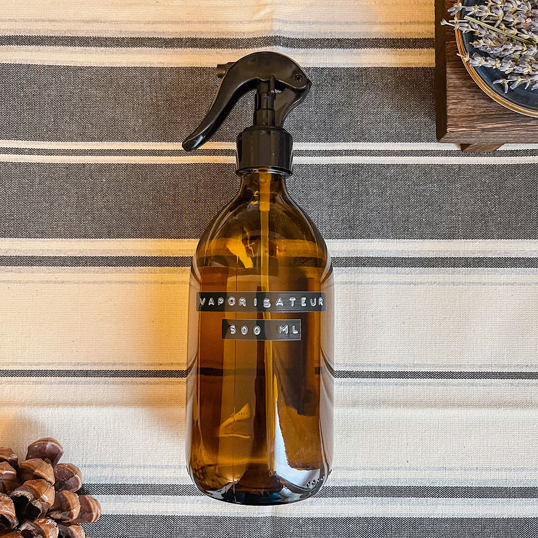 Vaporisateur en verre ambré 500ml avec spray à gâchette – Flacon en verre pour nettoyants naturels