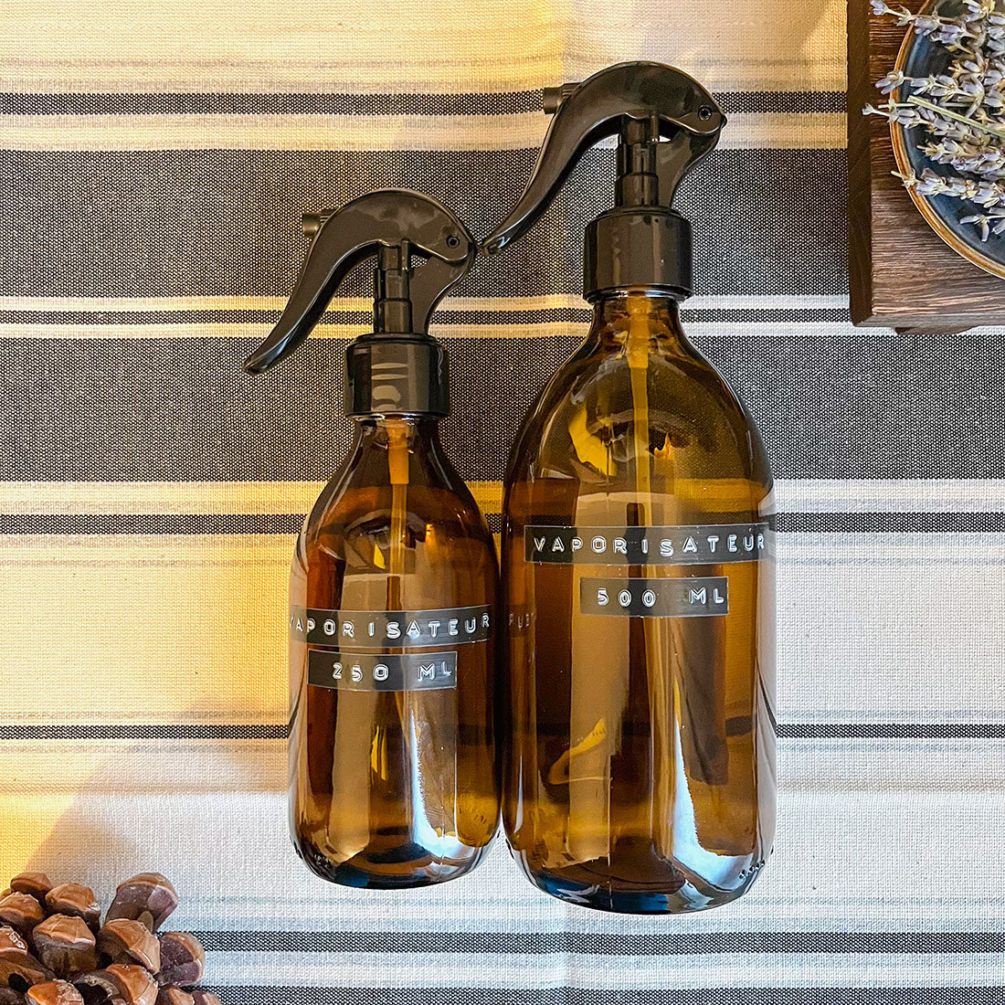 Vaporisateur en verre ambré 500ml avec spray à gâchette – Flacon en verre pour nettoyants naturels