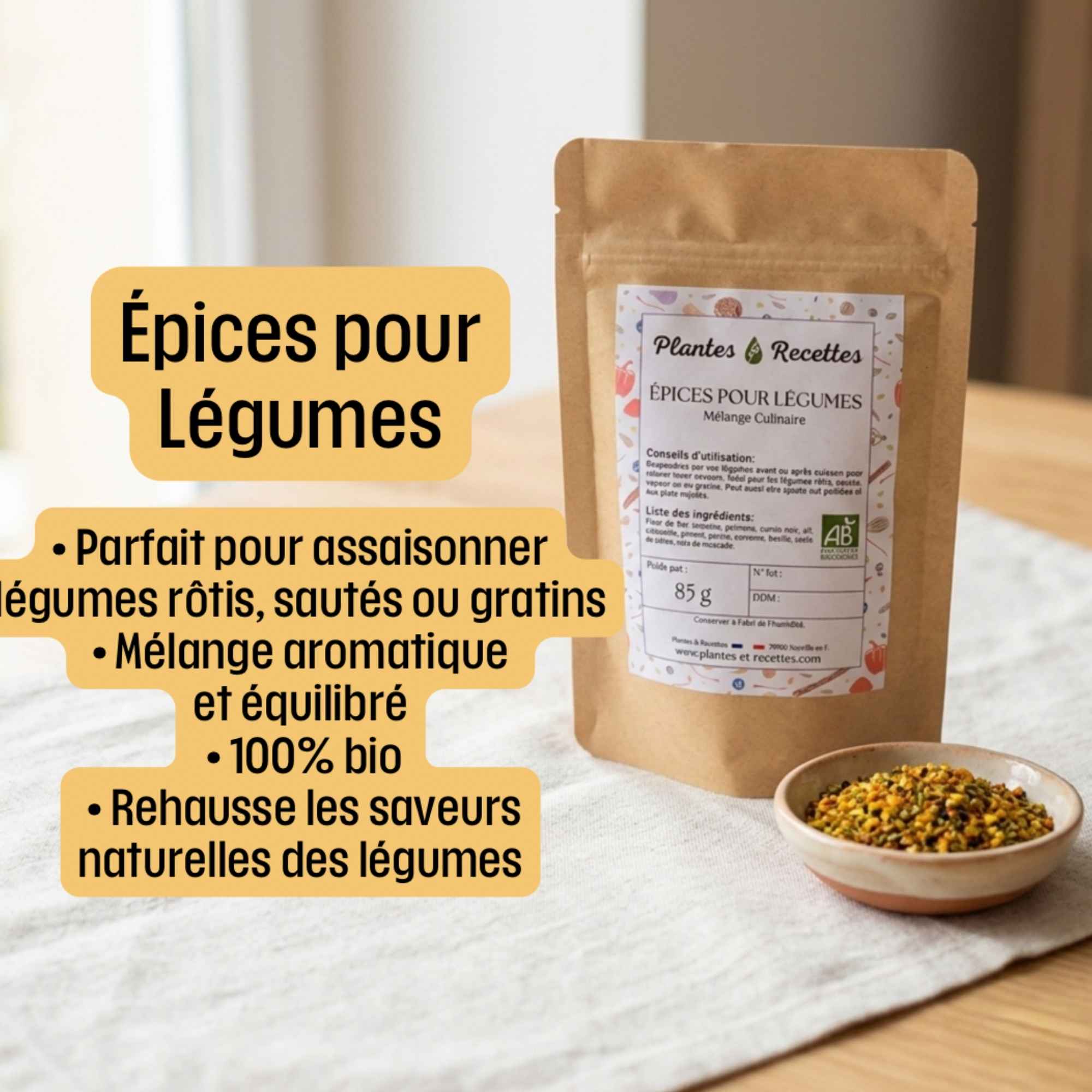 Assaisonnement naturel pour légumes du quotidien en cuisine