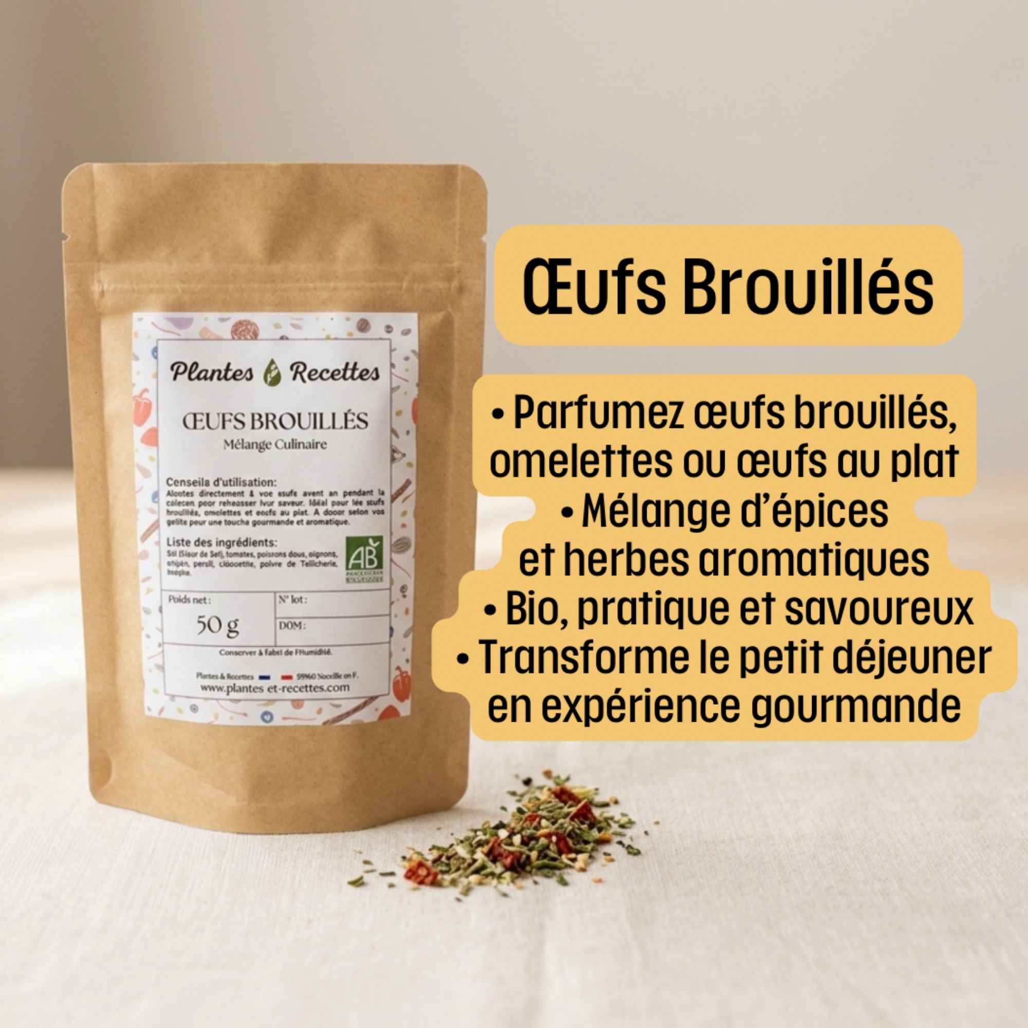 Assaisonnement pour œufs brouillés au goût équilibré et naturel