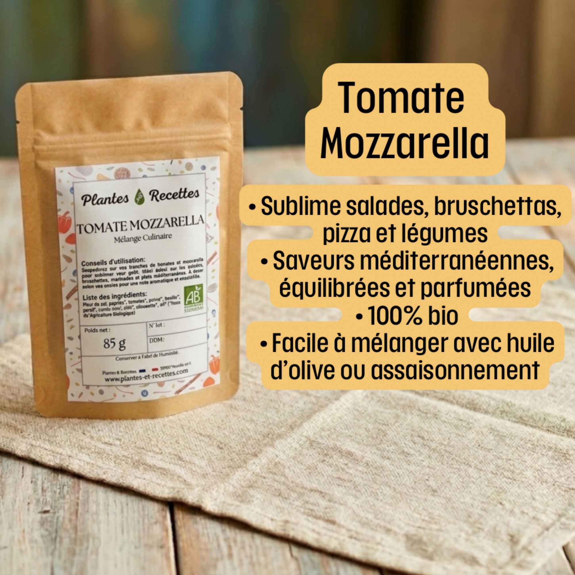 Assaisonnement aux herbes pour tomate mozzarella maison