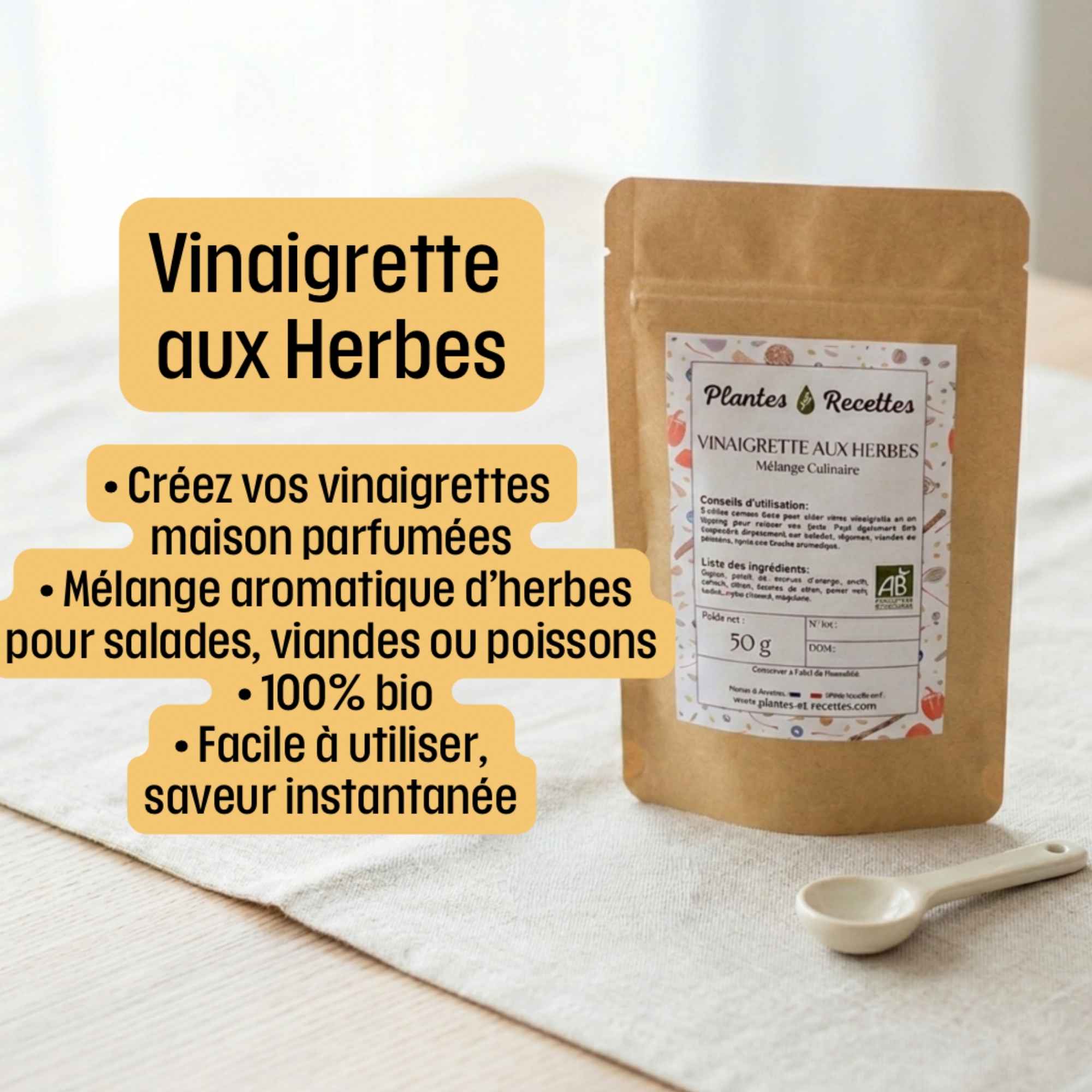 Assaisonnement aux herbes pour vinaigrette savoureuse et équilibrée