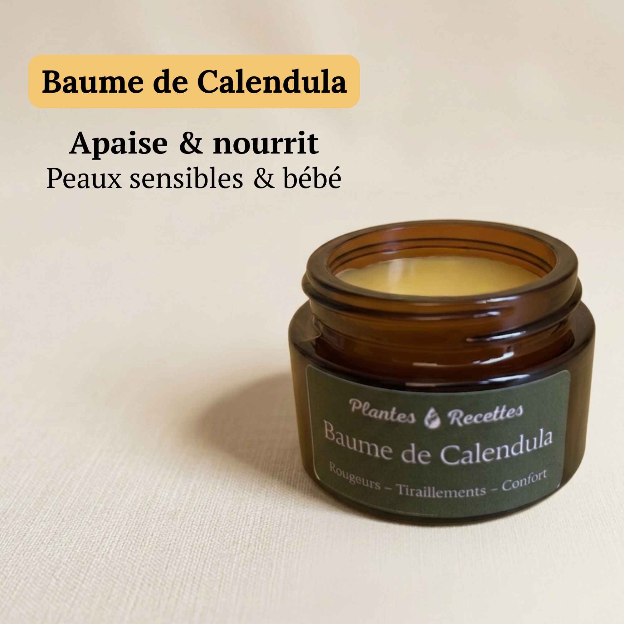 Baume de calendula inclus dans le pack pour le soin des peaux sensibles et inconforts cutanés