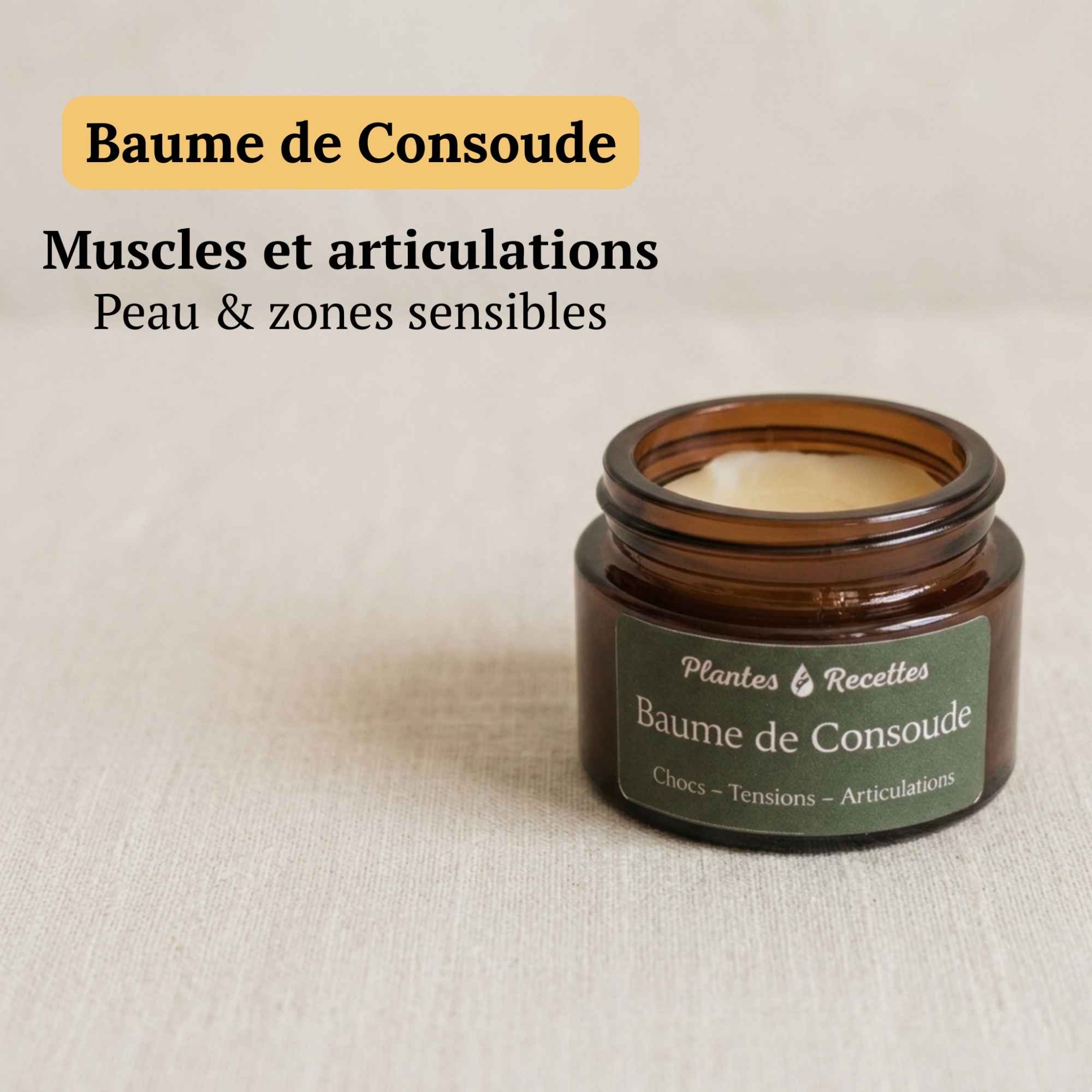 Baume de consoude inclus dans le pack pour le soin des zones sèches et fragilisées
