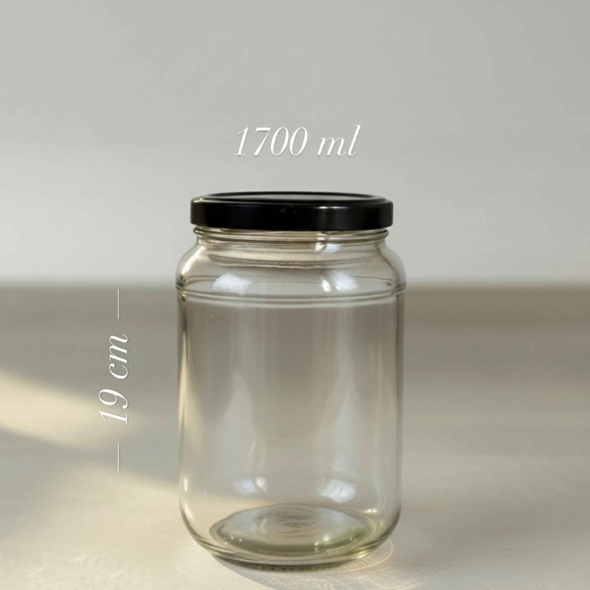 Contenant en verre 1,7 L à large ouverture pour préparations maison fermentées.