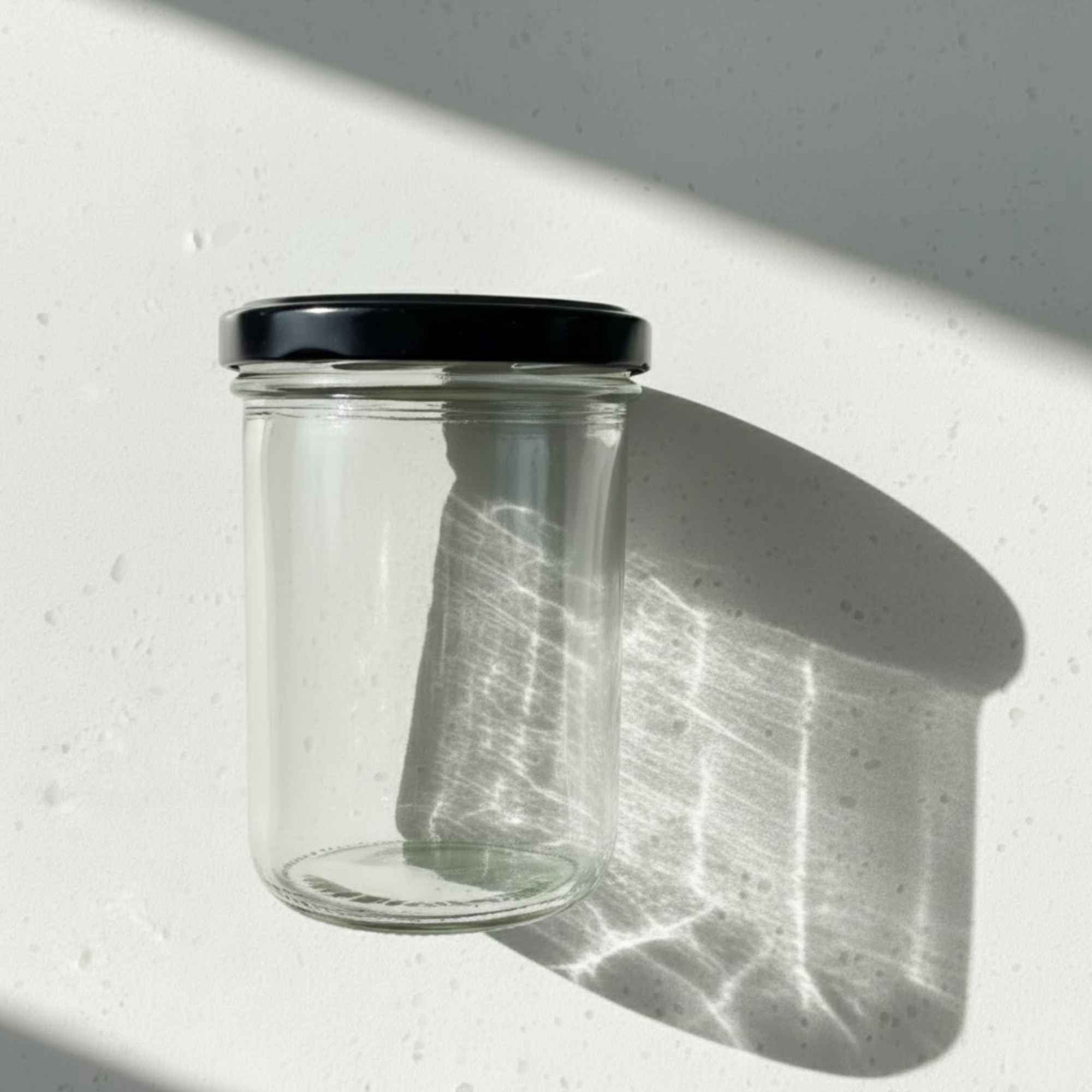 Bocal en verre clair de 430 ml avec couvercle en métal noir, adapté aux préparations maison et fermentations naturelles