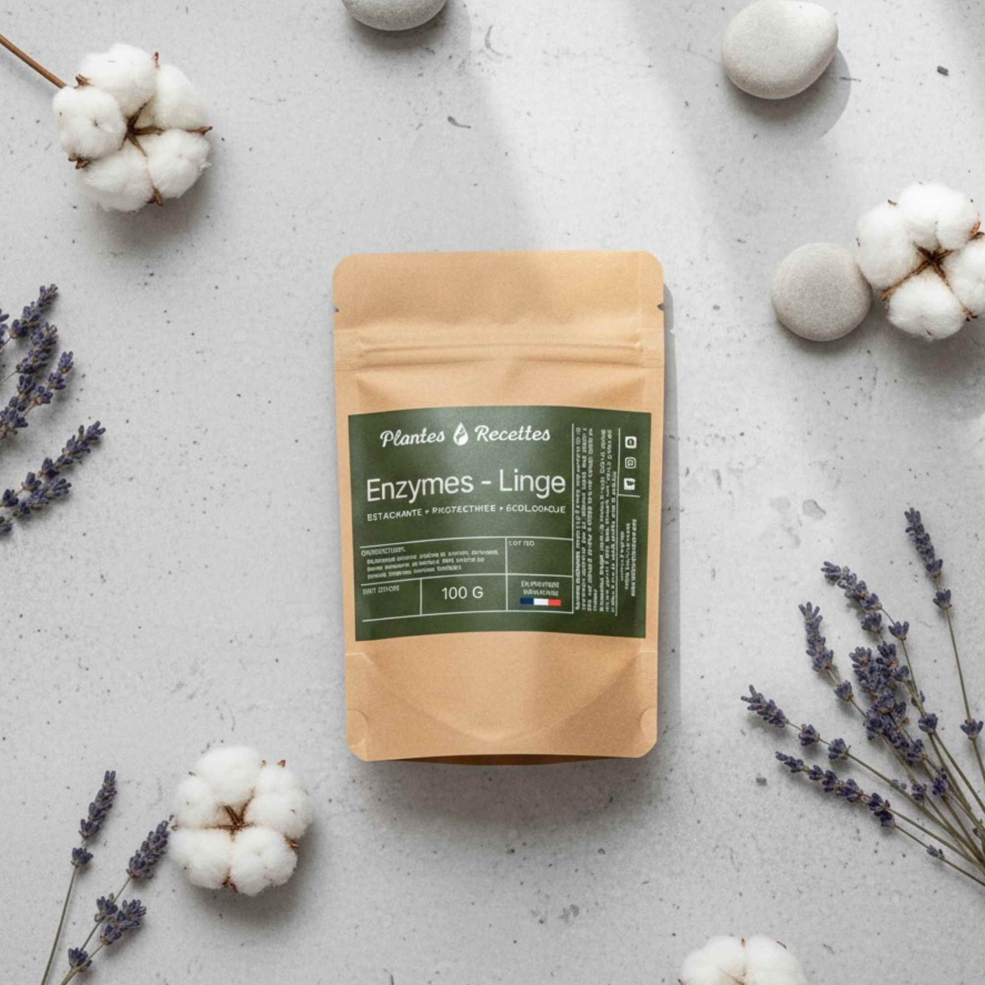 Mélange d’enzymes détachantes pour textiles, draps et vêtements.
