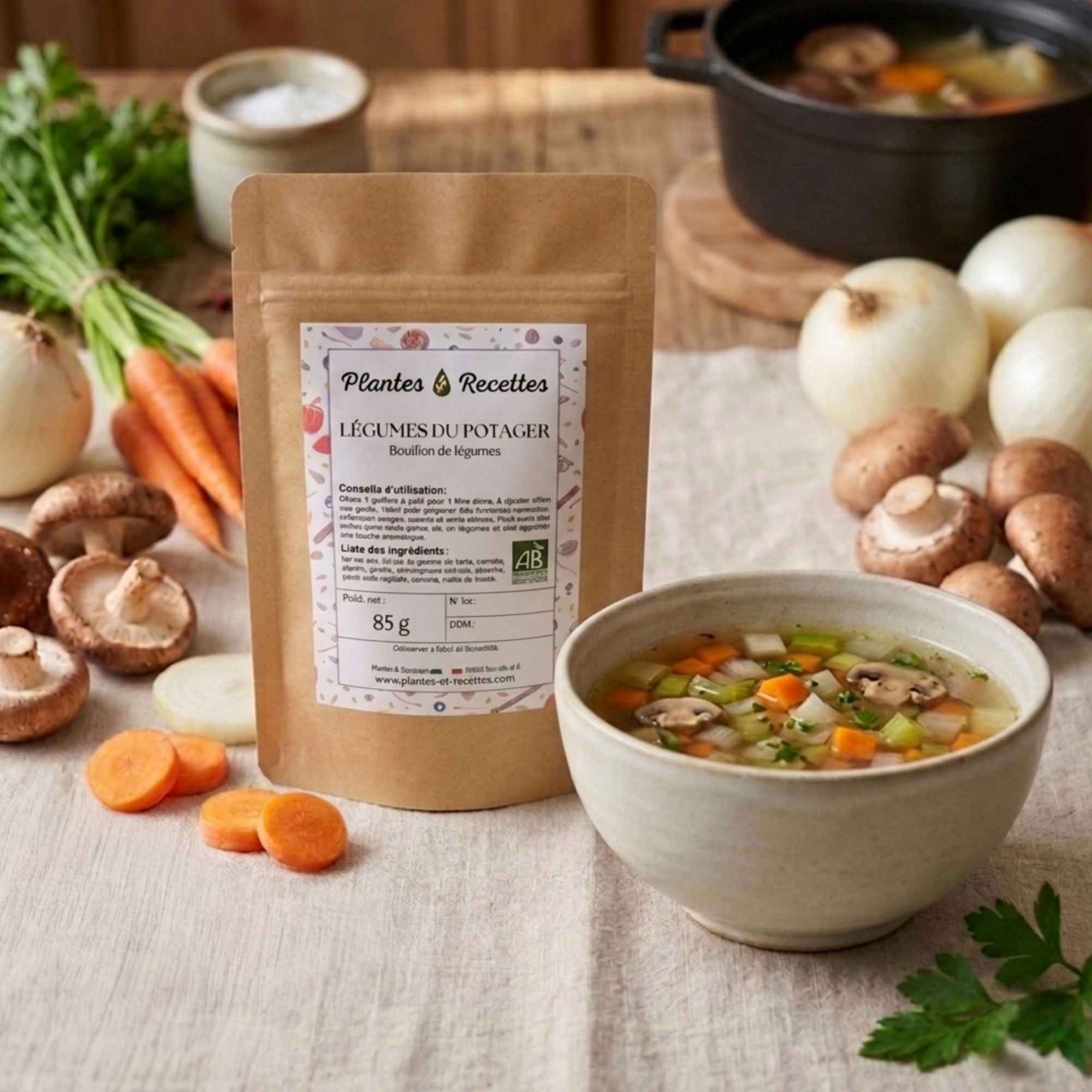 Mélange d’épices pour bouillon de légumes Plantes et Recettes en poudre pour cuisine maison