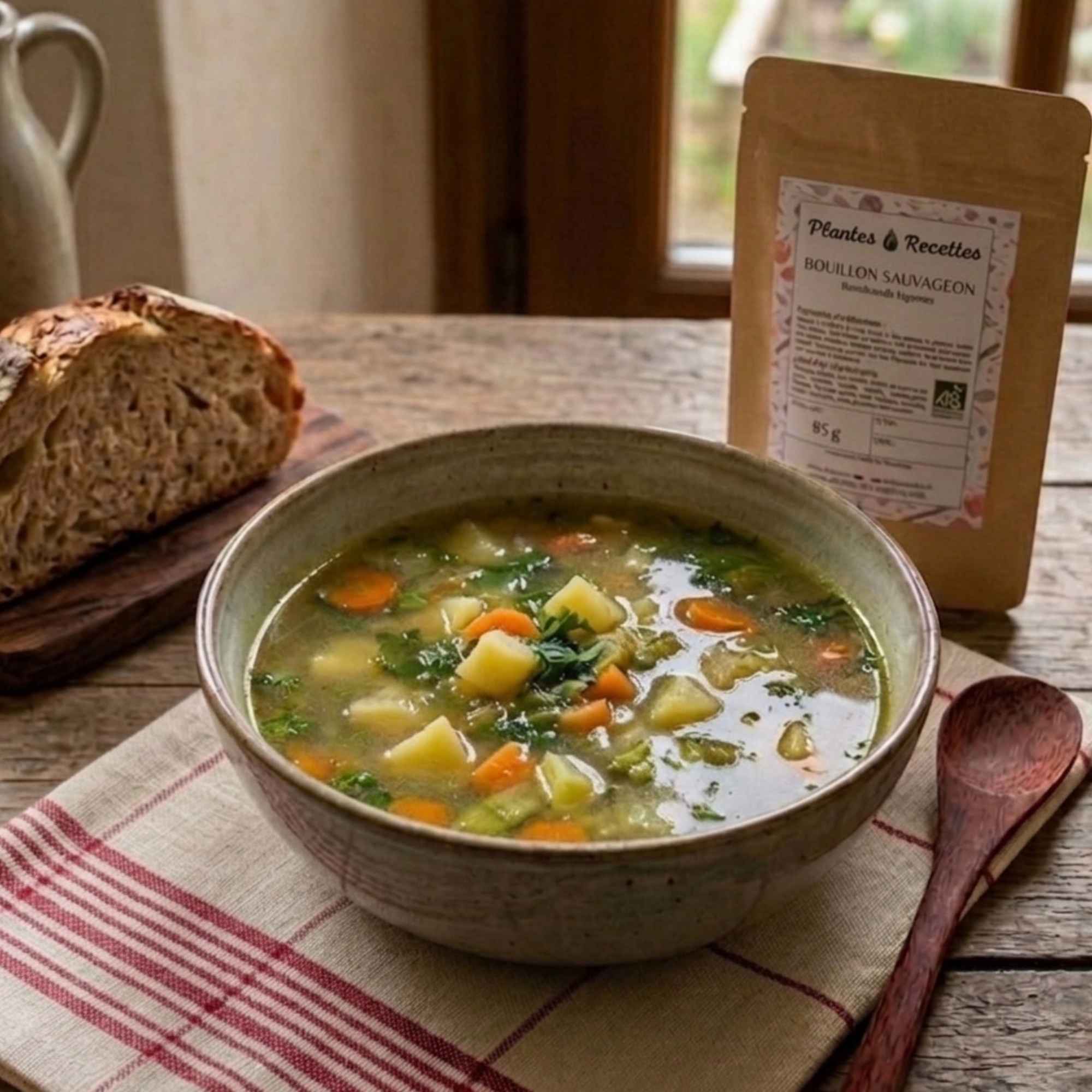 Bouillon de légumes aux plantes sauvages en poudre Plantes et Recettes pour cuisine maison