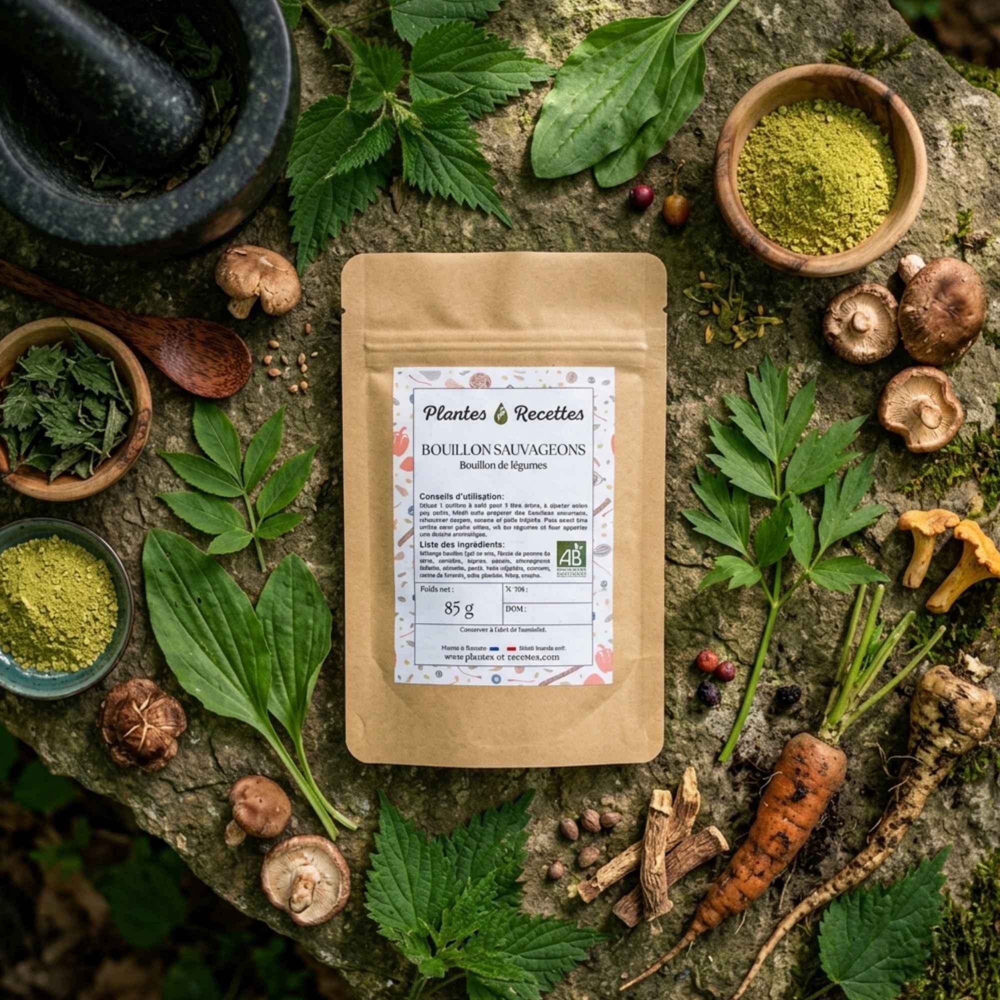 Assaisonnement pour bouillon sauvageons aux plantes sauvages savoureuses