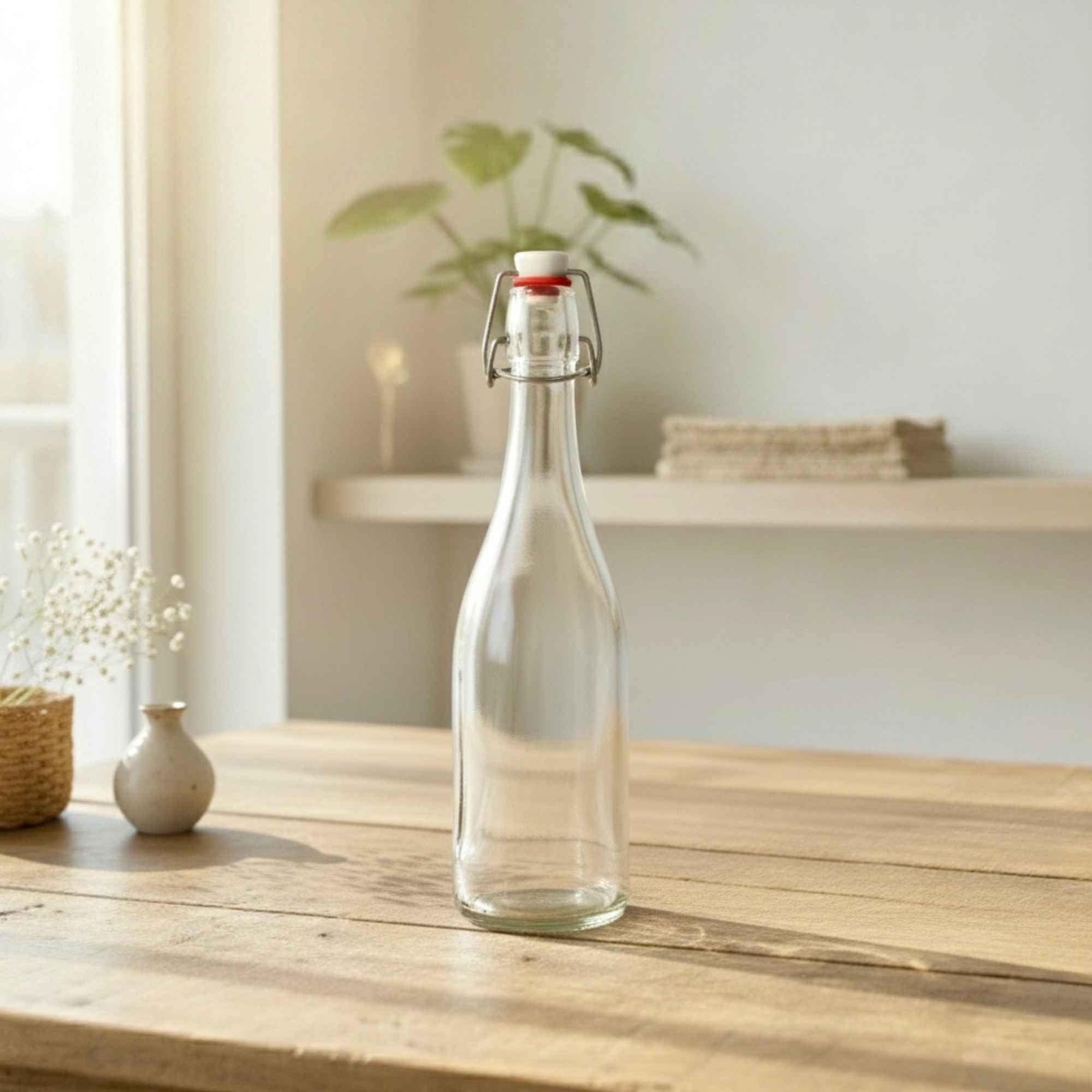 Bouteille en verre 75 cl signée Plantes & Recettes, parfaite pour vos recettes maison.