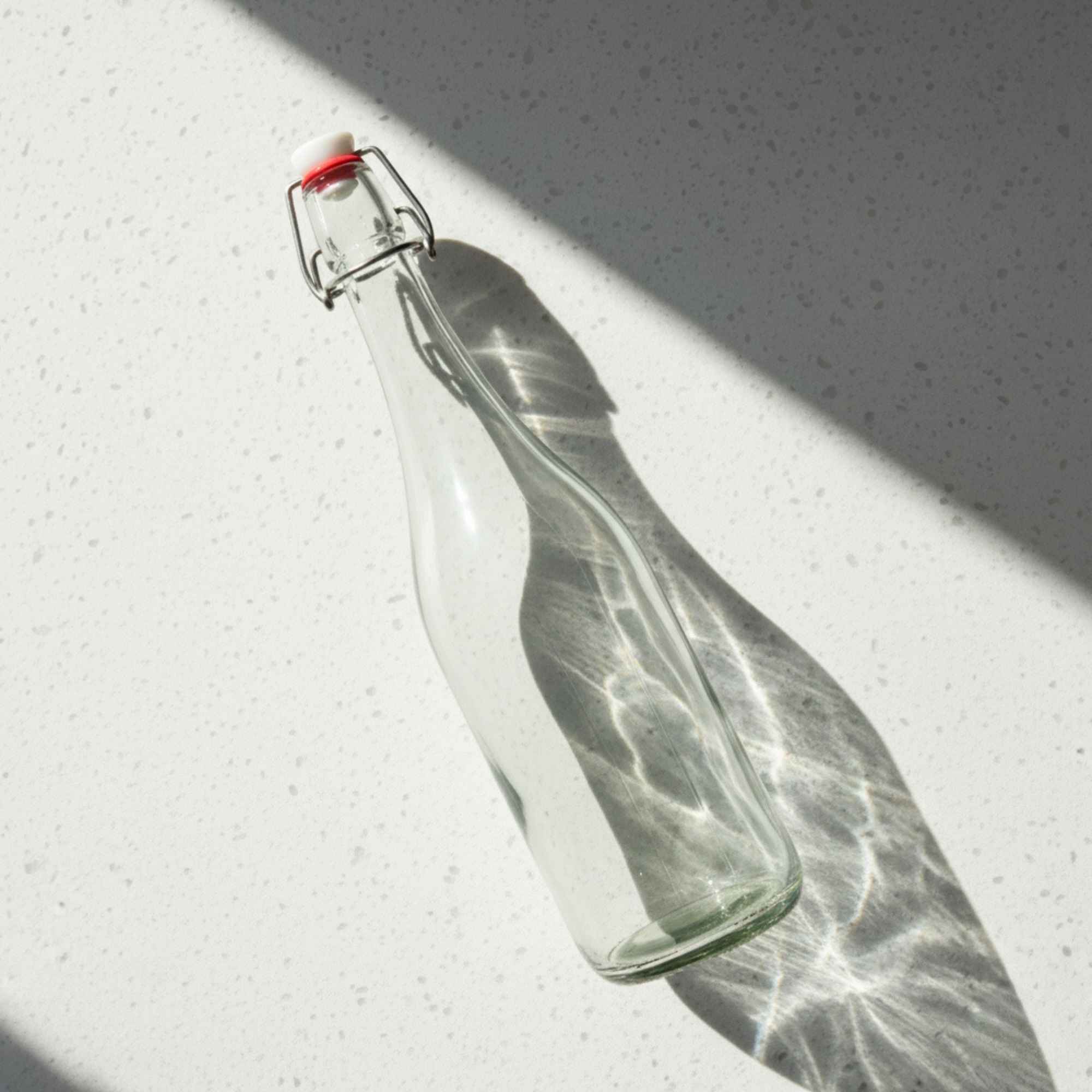 Bouteille en verre 75 cl avec bouchon mécanique métal et porcelaine, idéale pour la fermentation maison.