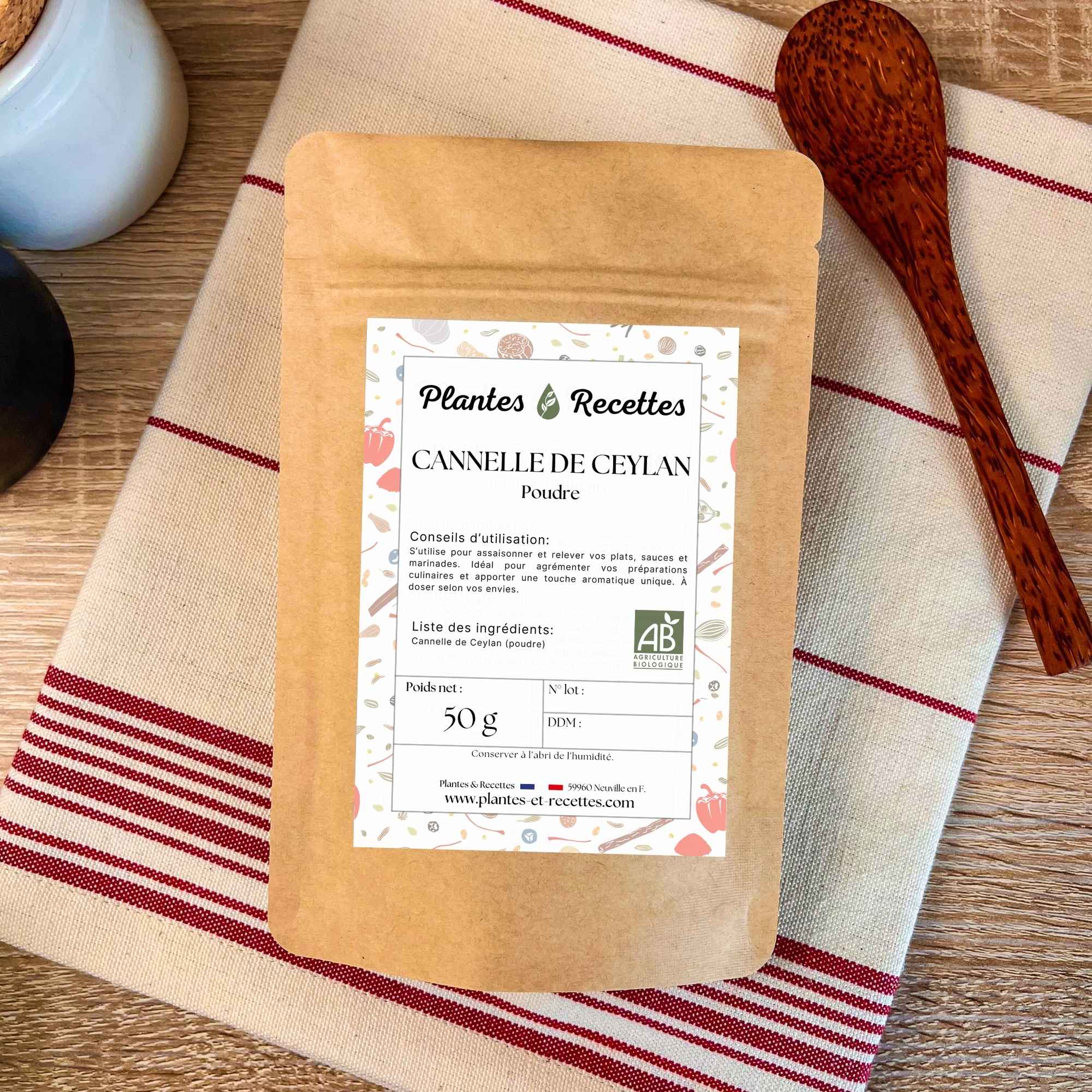 Sachet de cannelle de Ceylan bio en poudre Plantes & Recettes