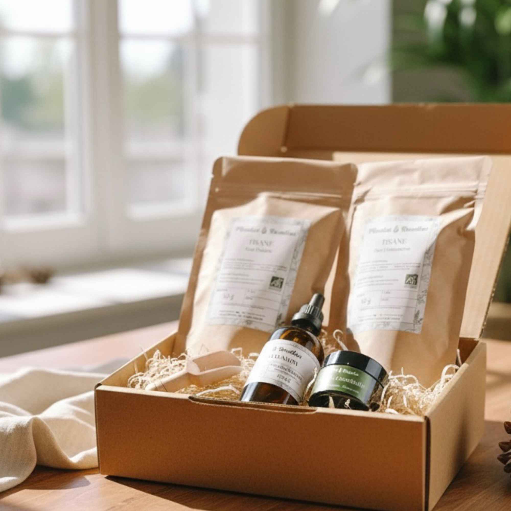 Coffret hiver cocooning avec tisanes et produits naturels pour les périodes froides