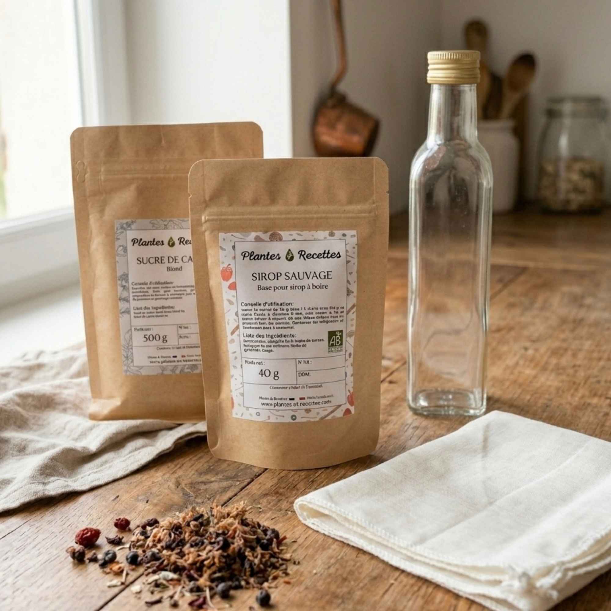 Coffret pour préparer un sirop maison aux plantes sauvages bio naturellement