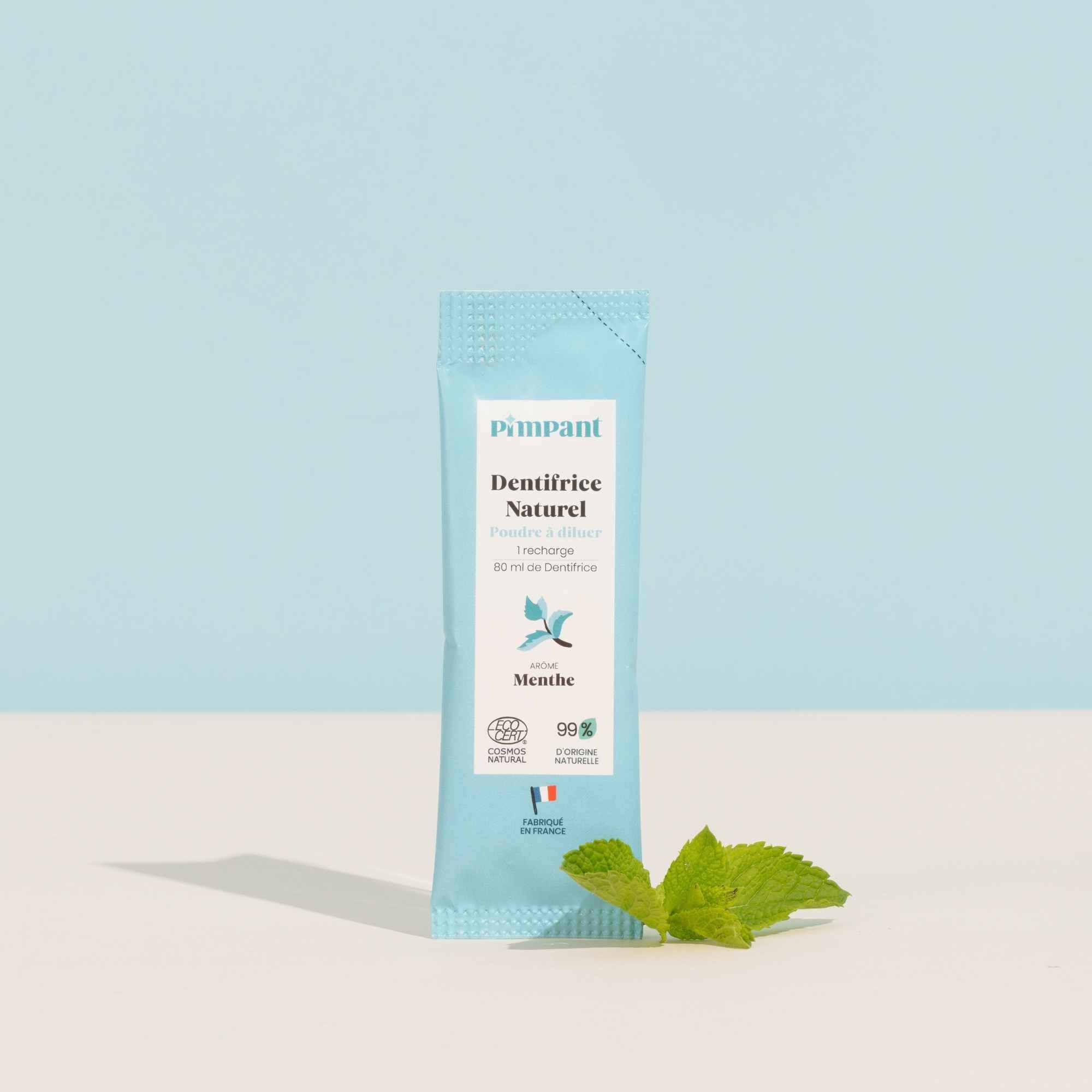 Dentifrice Pimpant à la menthe au fluor, recharge à diluer. Naturel, certifié Ecocert, efficace contre les caries.