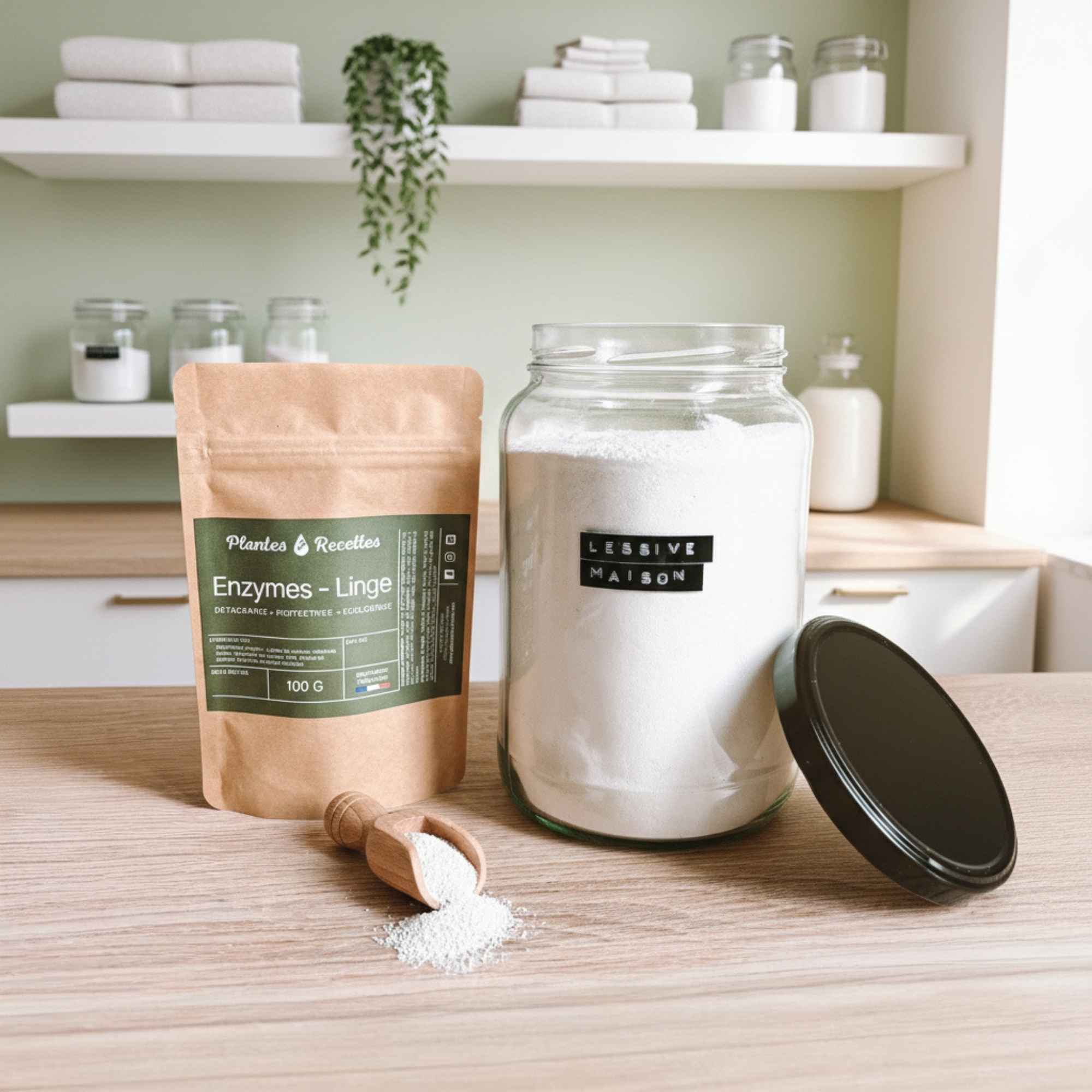 Mélange d’enzymes naturelles pour booster l’efficacité des lessives maison.