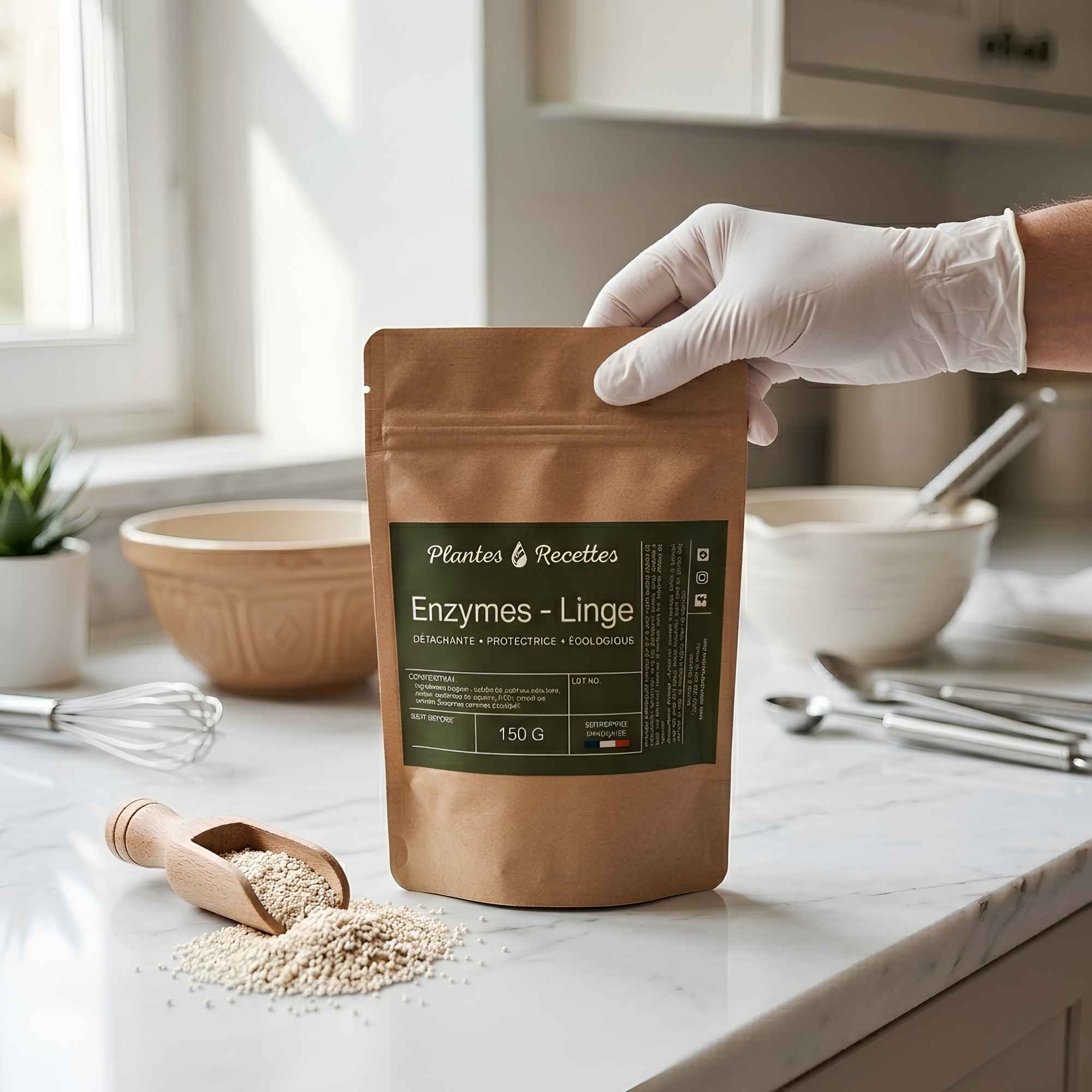 Sachet d'enzymes pour lessive écologique Plantes & Recettes 150 g