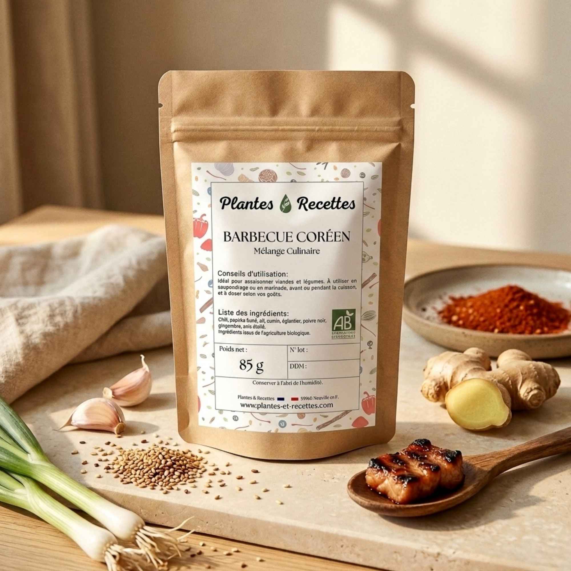Sachet de 85 g d’Épices Barbecue Coréen Bio Plantes & Recettes