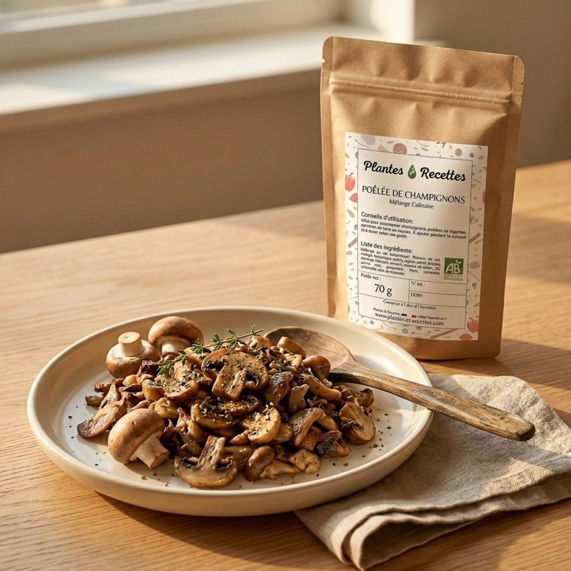Épices Poêlée de Champignons Bio Plantes & Recettes avec une poêlée de champignons