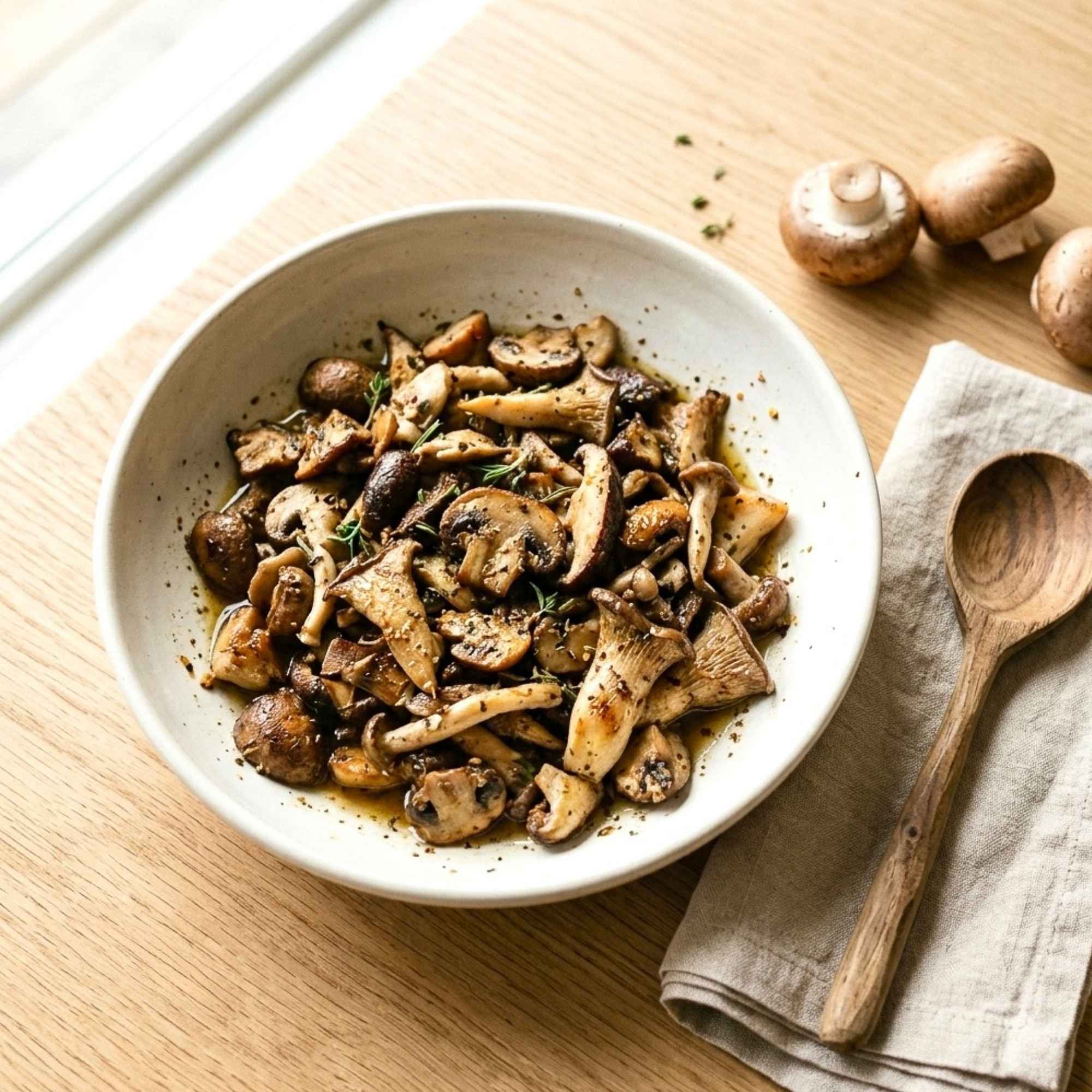 Poêlée de champignons préparée avec notre mélange d’épices Poêlée de Champignons Bio