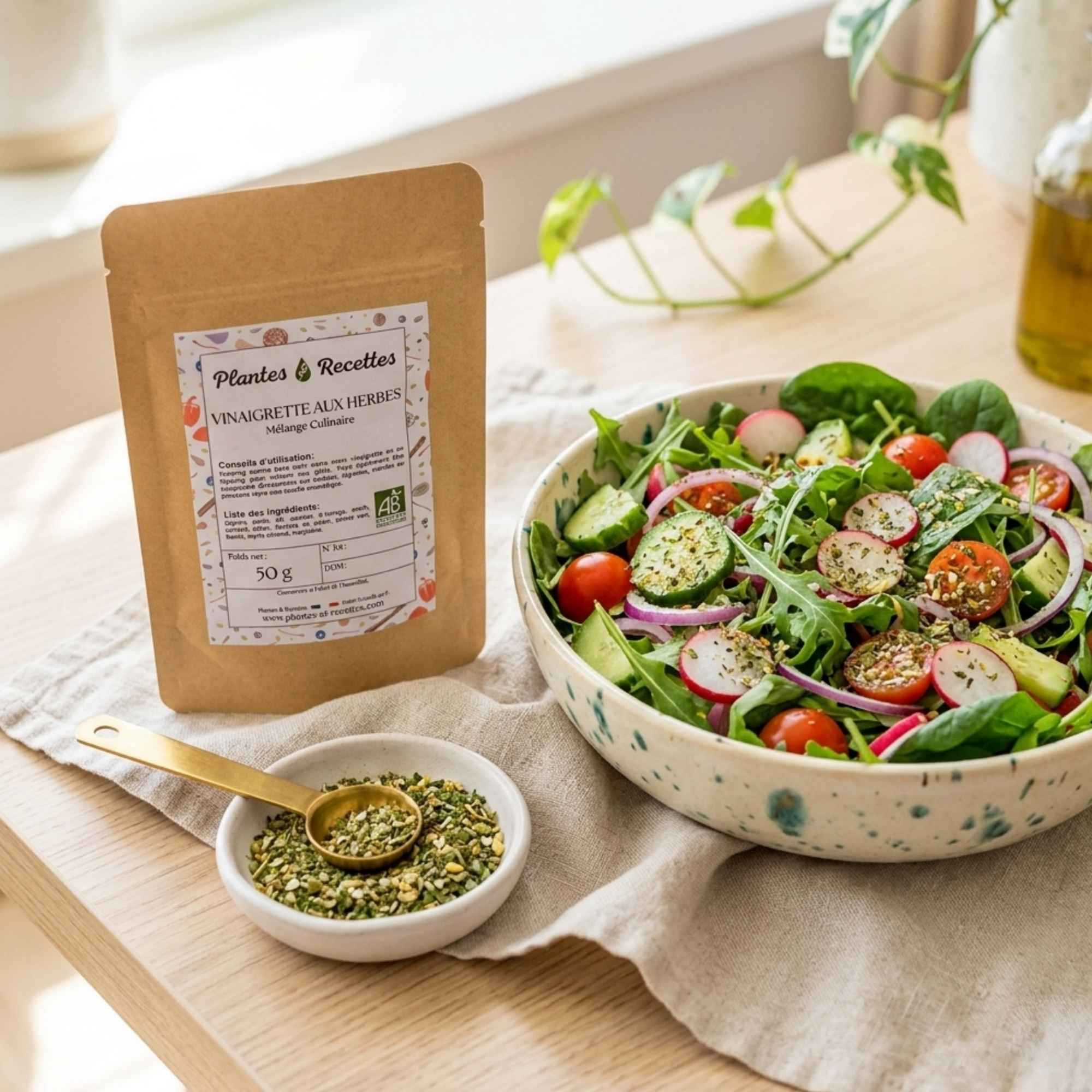 Mélange d’épices pour vinaigrette aux herbes Plantes et Recettes pour assaisonnement maison