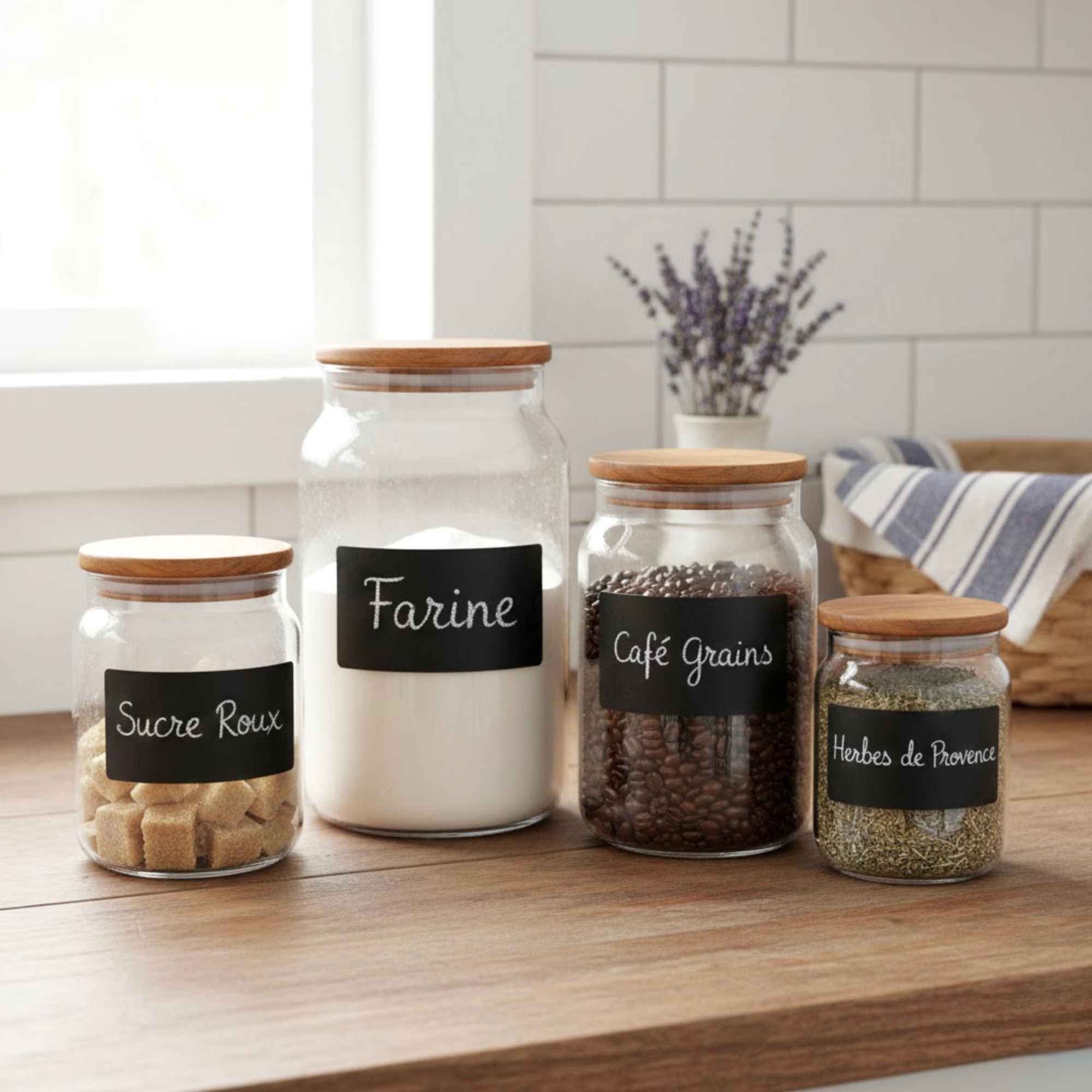 Lot de 10 étiquettes ardoise autocollantes pour bocaux en verre, fabriquées en France. Plantes & Recettes