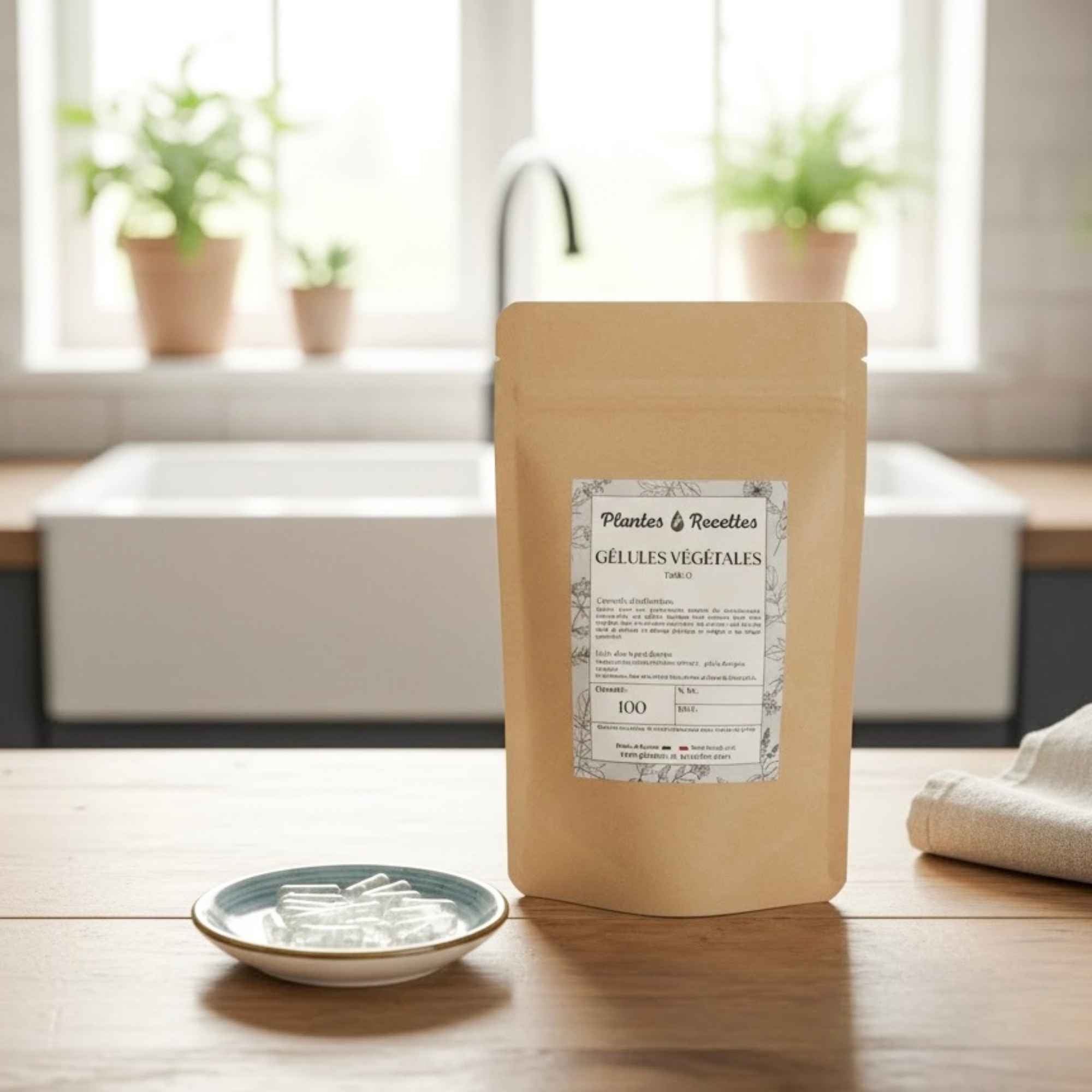 Gélules végétales vides Plantes & Recettes, taille 0, fabriquées à partir d’ingrédients d’origine naturelle pour gélules DIY et compléments bio.