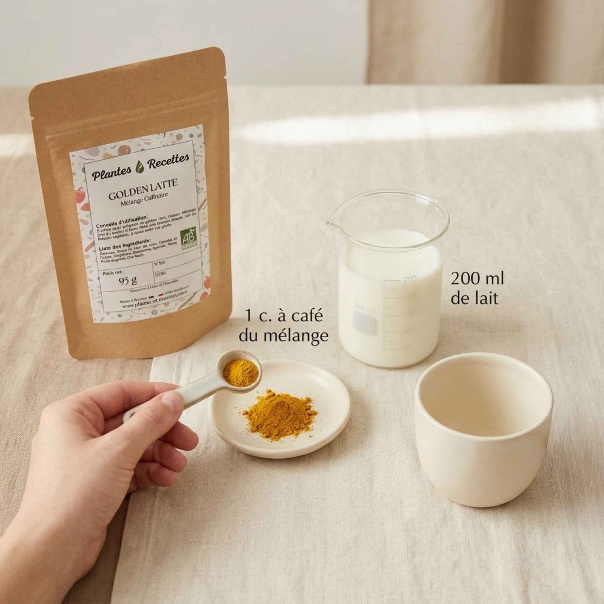 Mélange d’épices bio pour golden latte aux saveurs douces et épicées