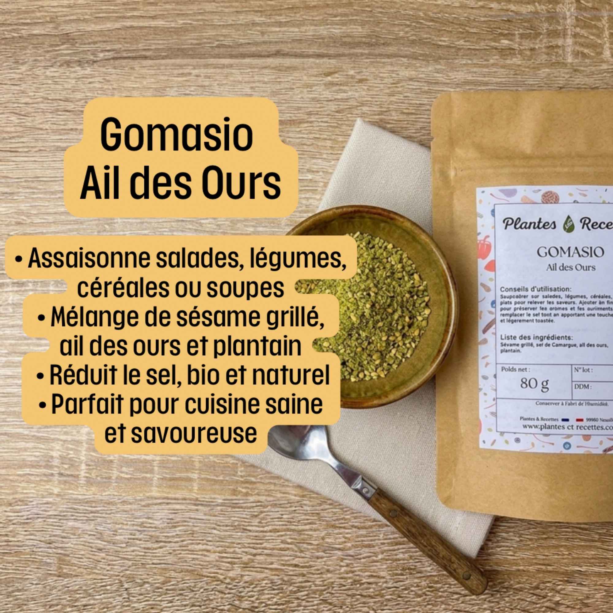 Gomasio ail des ours pour cuisine naturelle et assaisonnement quotidien