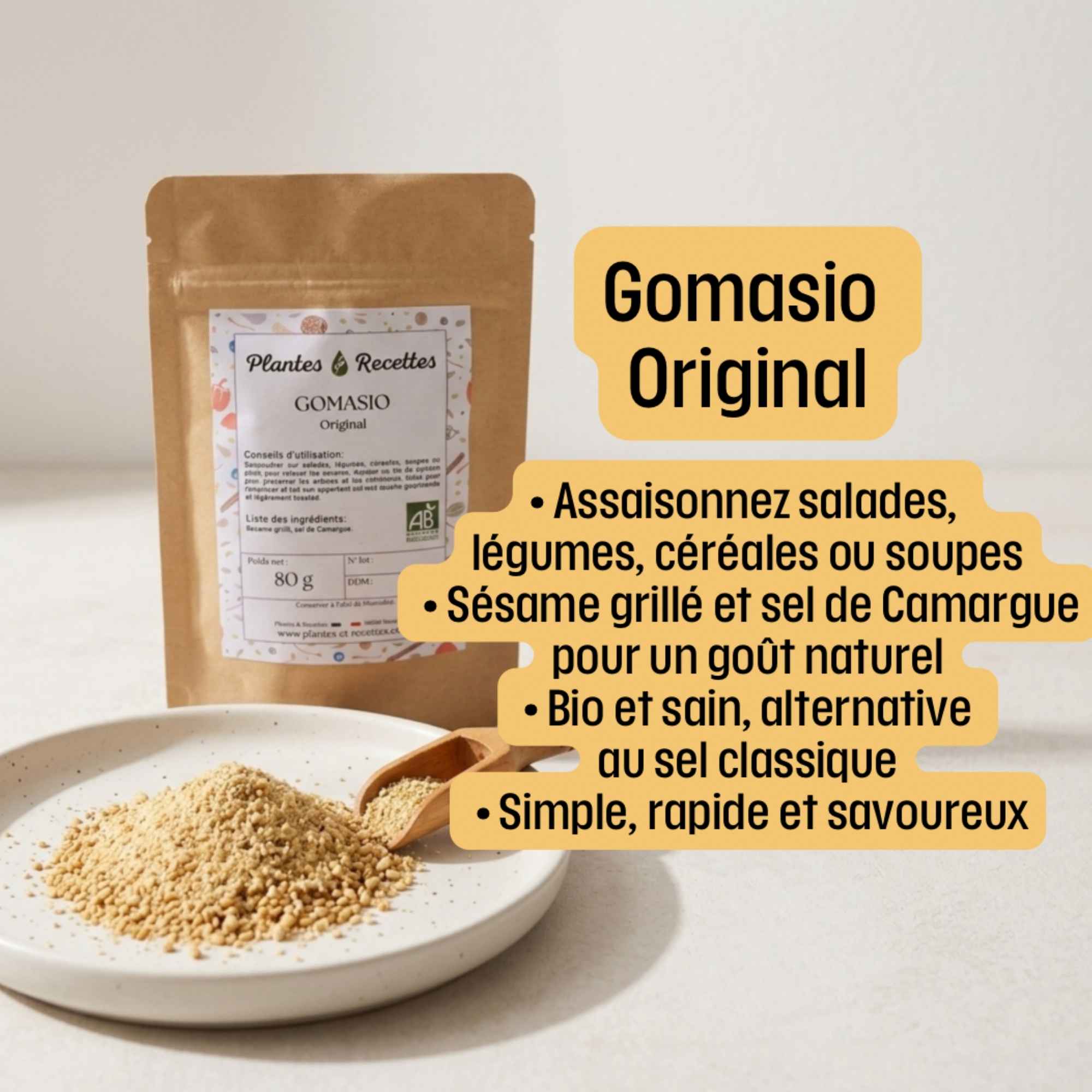 Gomasio pour cuisine maison saine et assaisonnement léger