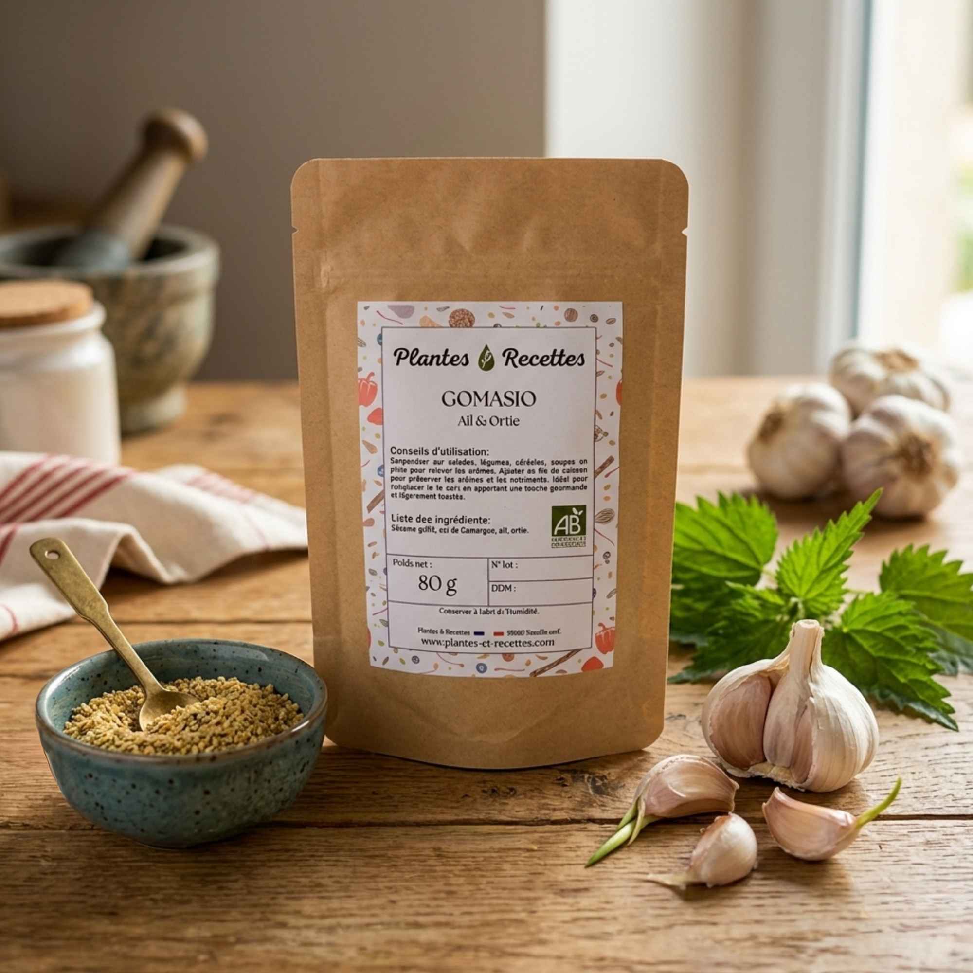 Gomasio à l’ortie et à l’ail pour assaisonner légumes et plats maison