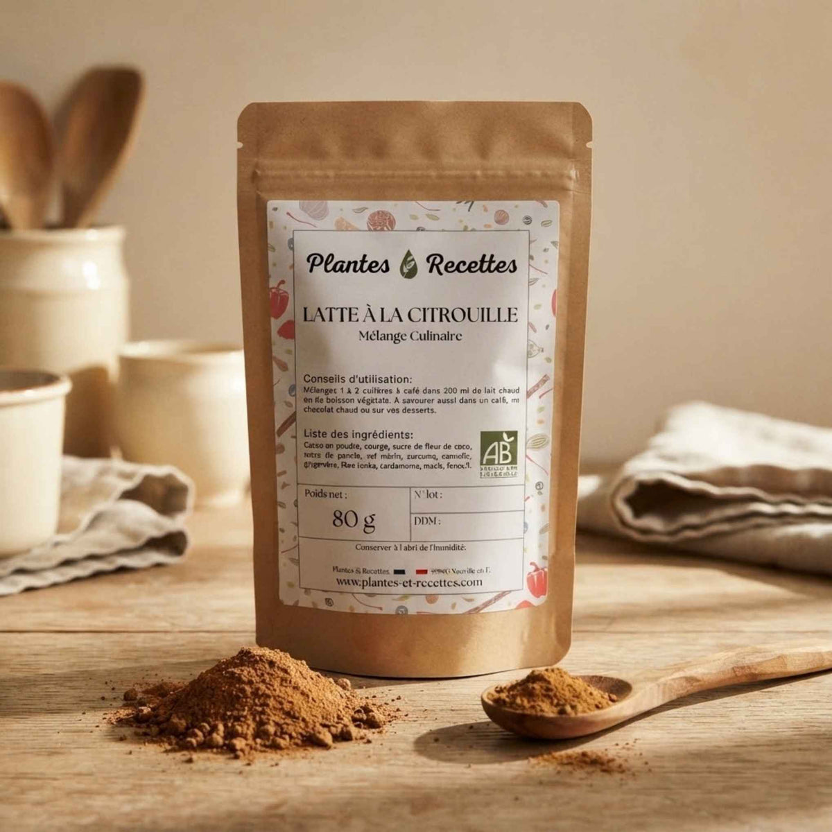 Mélange d’épices bio Latte à la Citrouille en sachet de 80 g