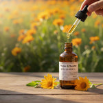 Macérât huileux d’arnica bio appliqué en massage sur les muscles et les zones sollicitées, pour un soin décontractant et relaxant – Plantes & Recettes