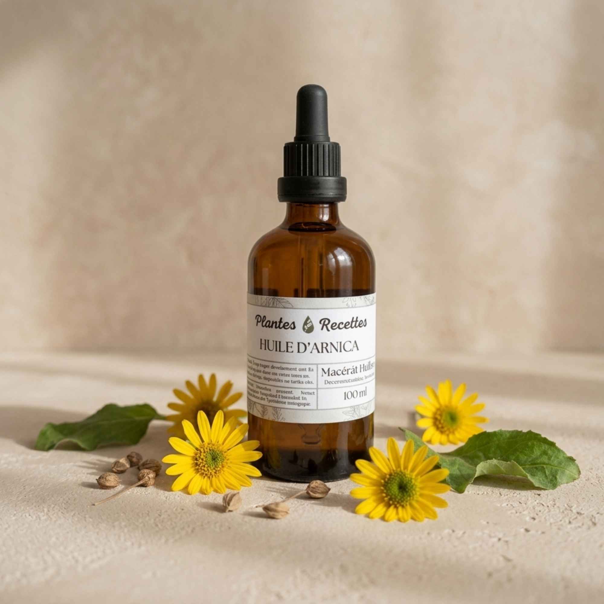 Macérât huileux d’arnica Plantes et Recettes, huile naturelle traditionnellement utilisée pour les zones sensibles et après effort